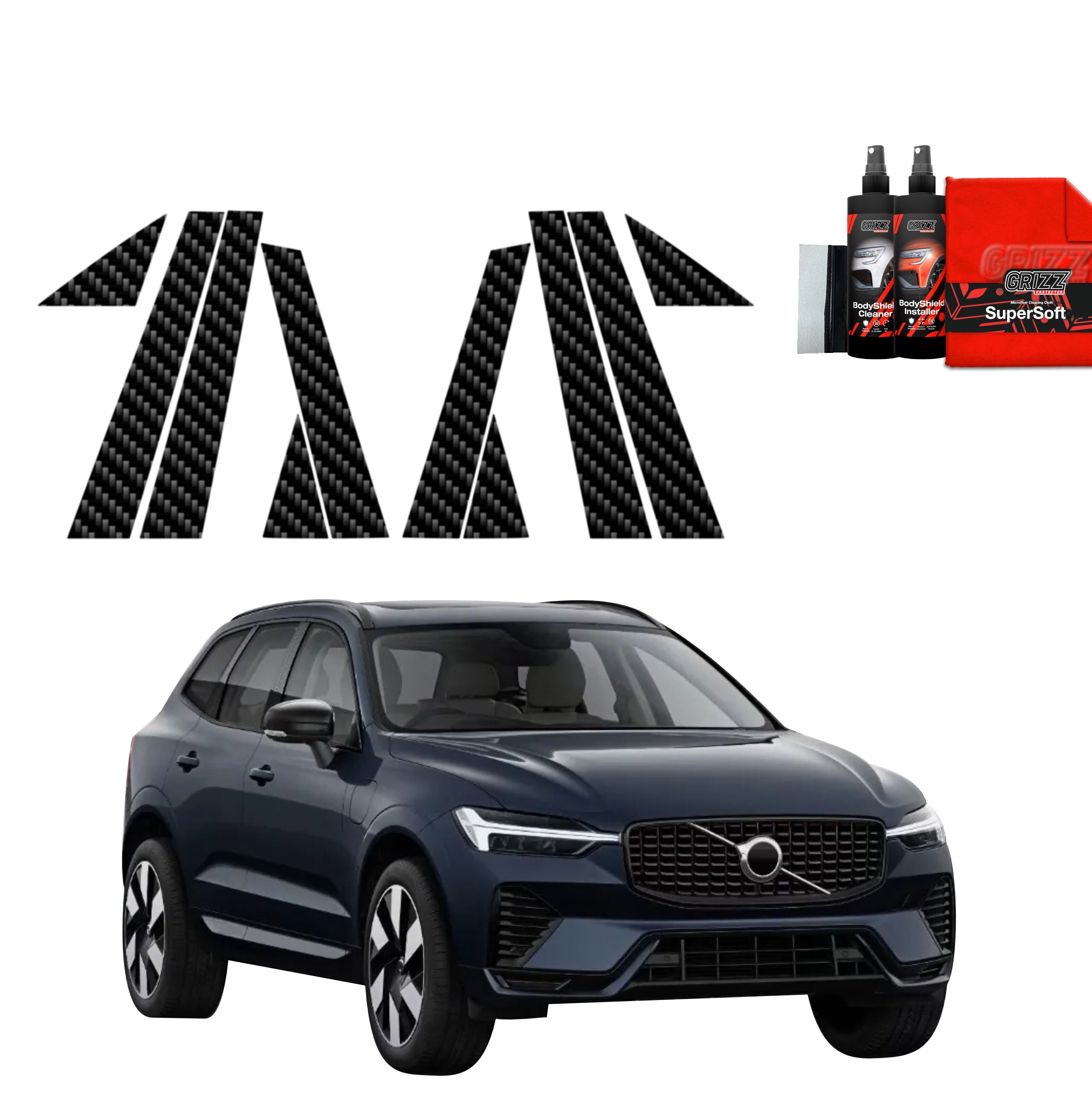6in1 Kohlenstoff Schutzfolie Grizz Protector für B-C-Säule - Volvo XC60 2 (2022-2026)