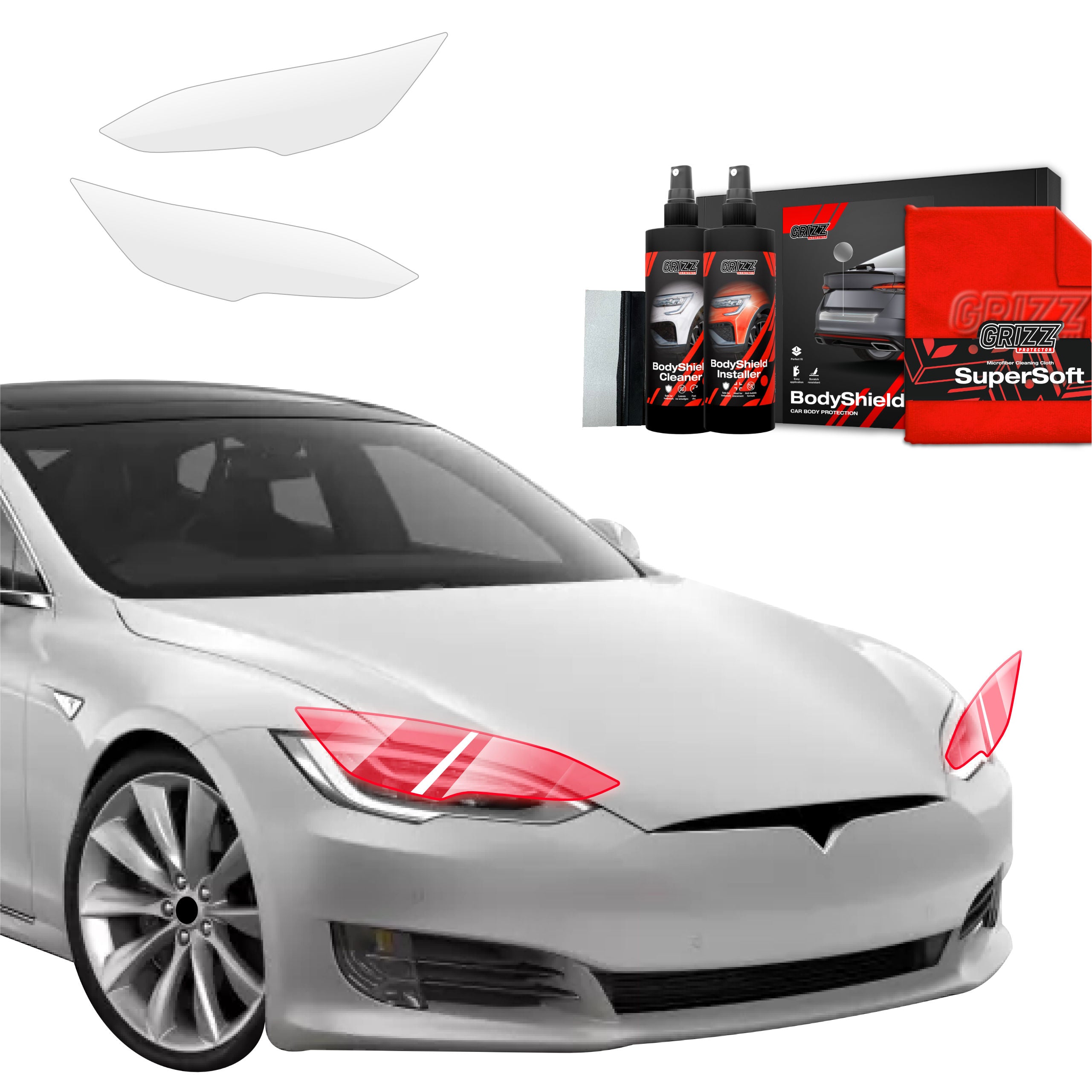 2in1 Schutzfolie Grizz Protector für Scheinwerfer - Tesla Model S (2023-2026)
