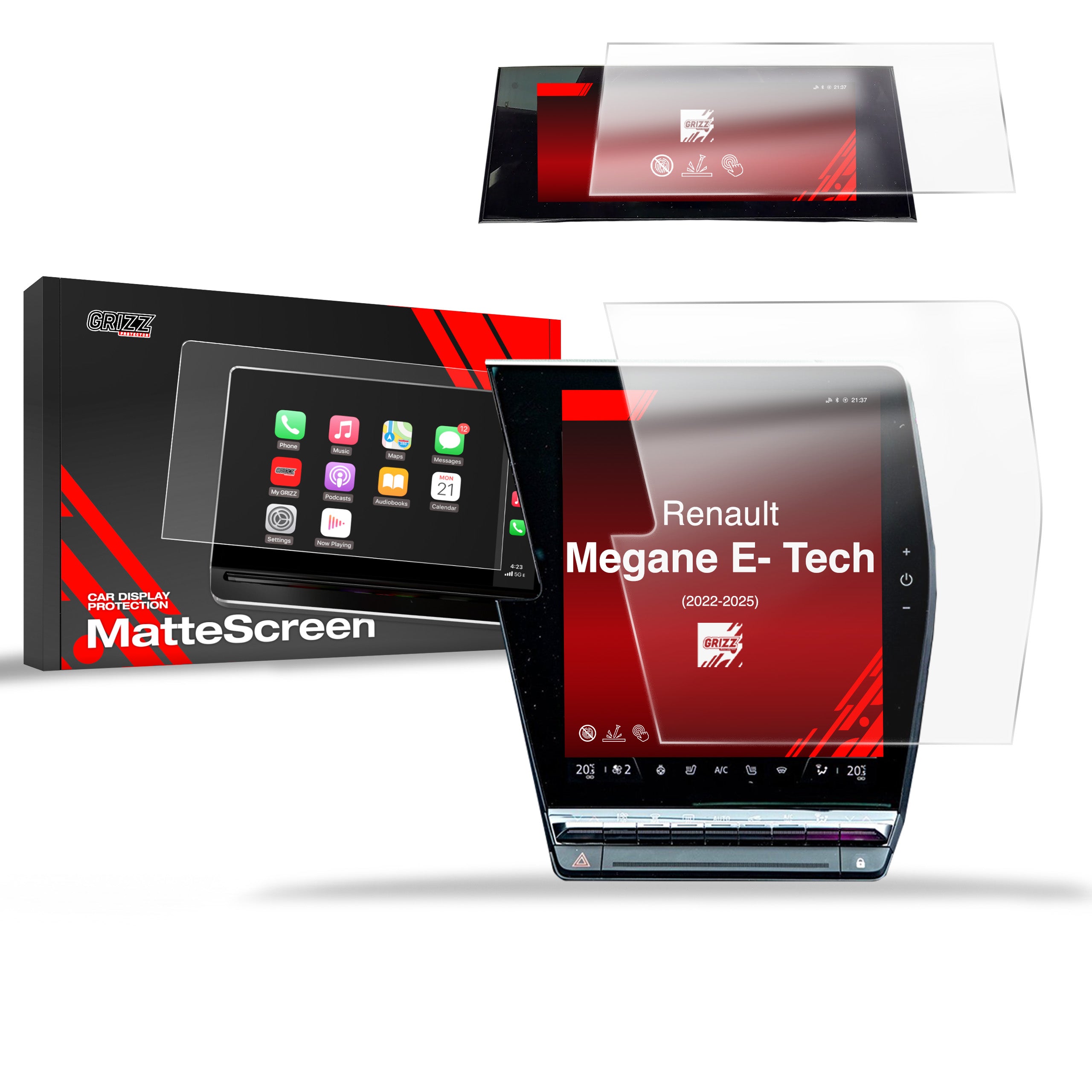 Matte Autodisplayfolie 2in1 für Renault Megane E-Tech 12" (2022-2026), Grizz Protector