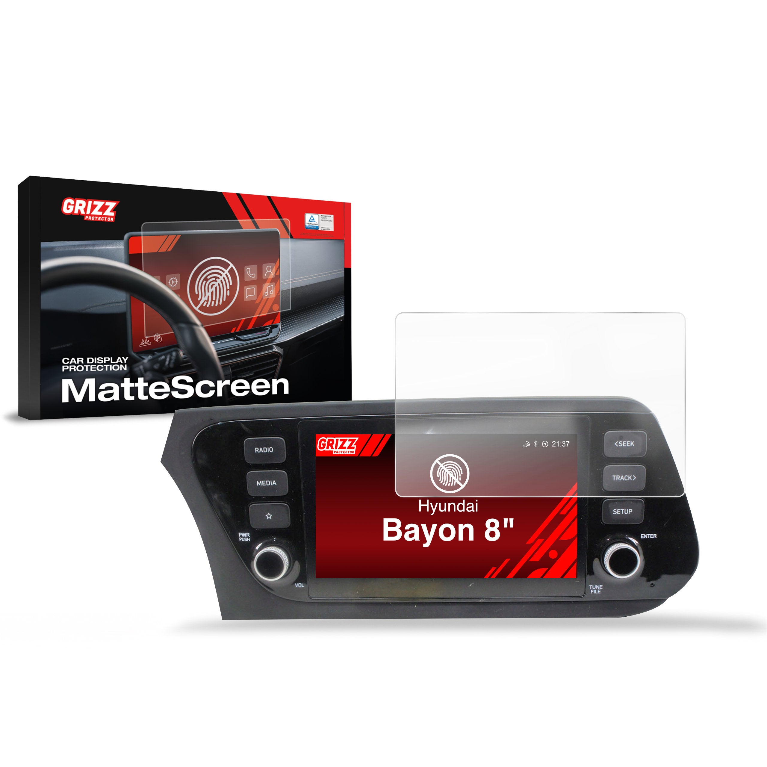 Matte Autodisplayfolie für Hyundai Bayon 8" (2021-2024), Grizz Protector