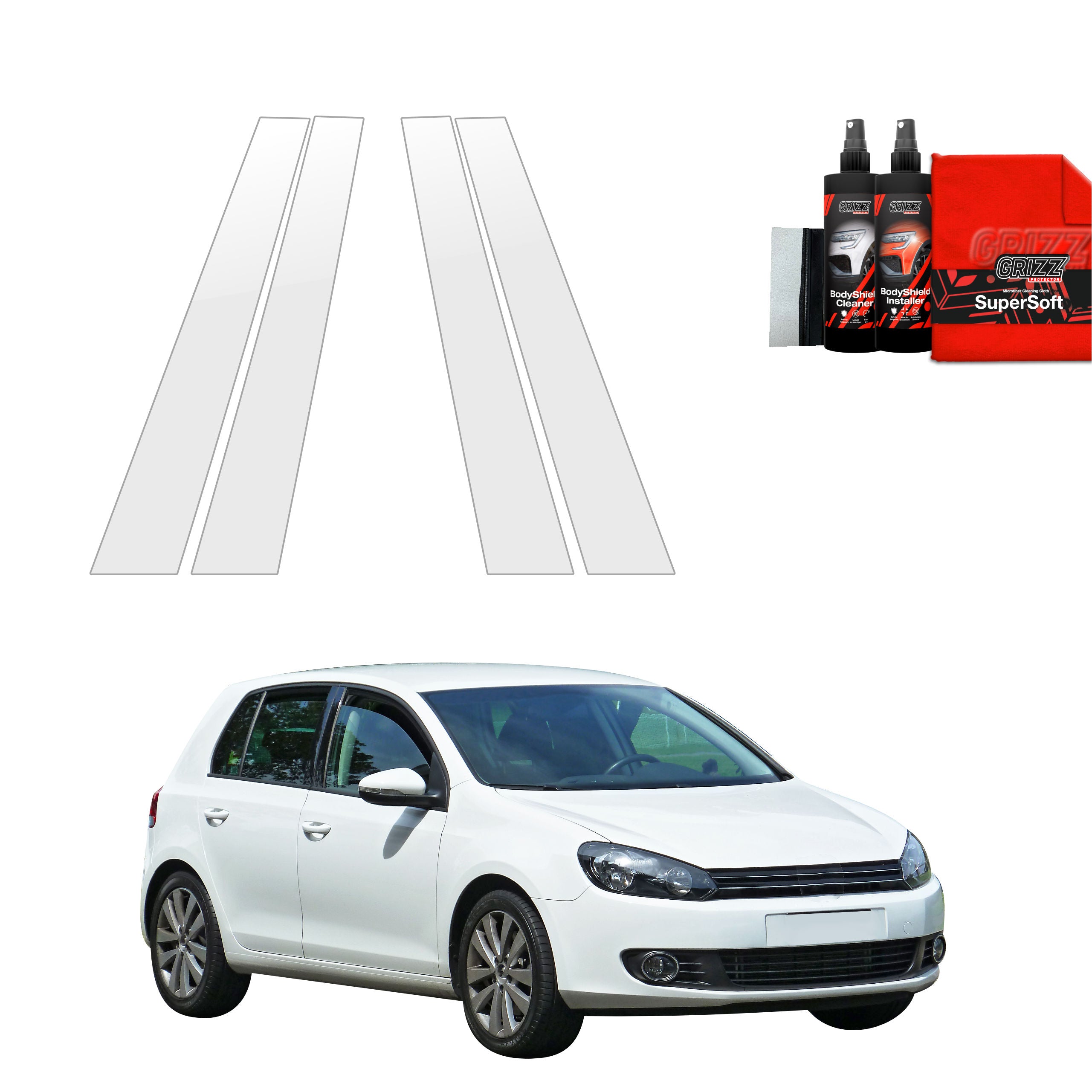 4in1 Schutzfolie Grizz Protector für B-Säule - Volkswagen Golf 6 Hatchback 5D (2008-2013)