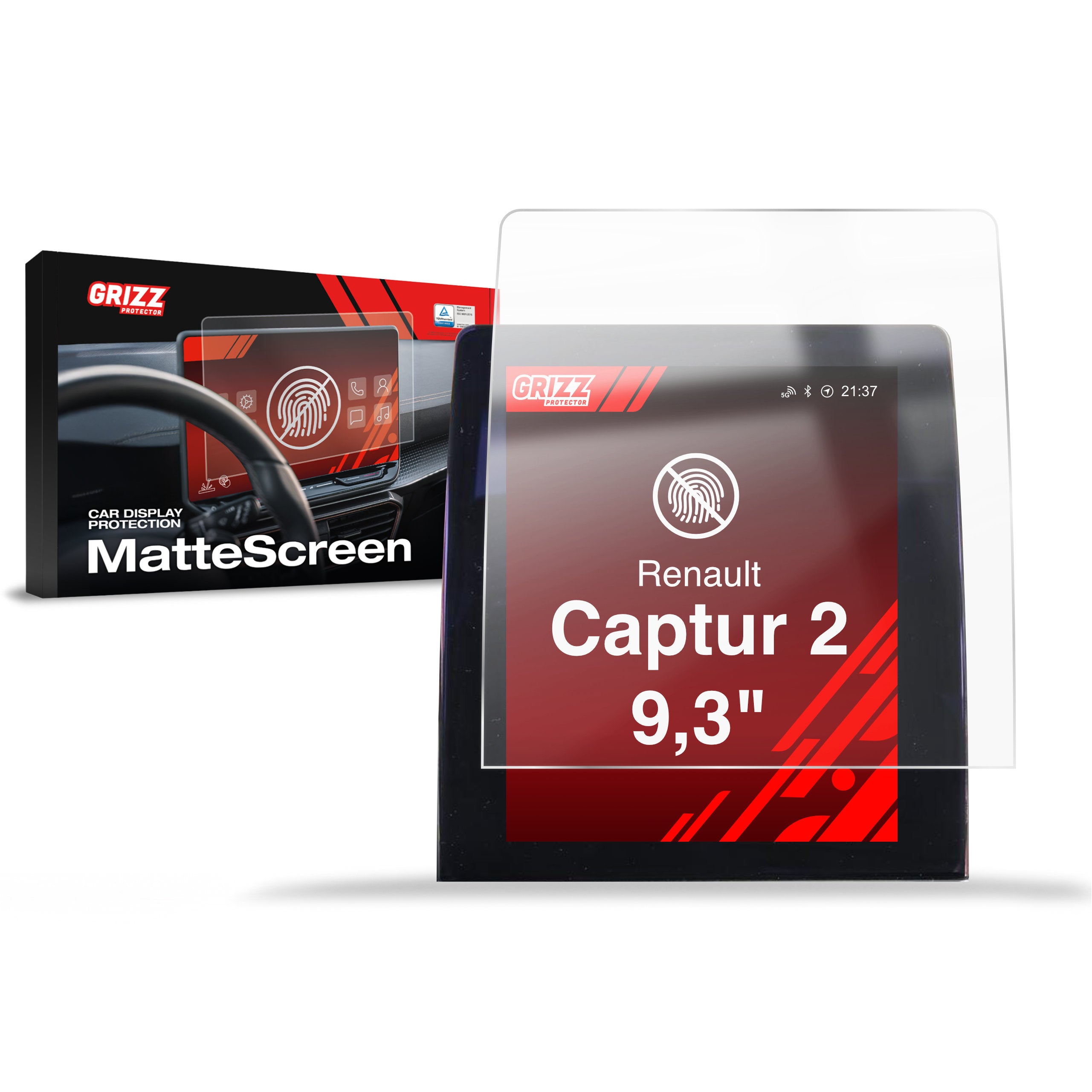 Matte Autodisplayfolie für Renault Captur 2 9,3" (2021-2024), Grizz Protector