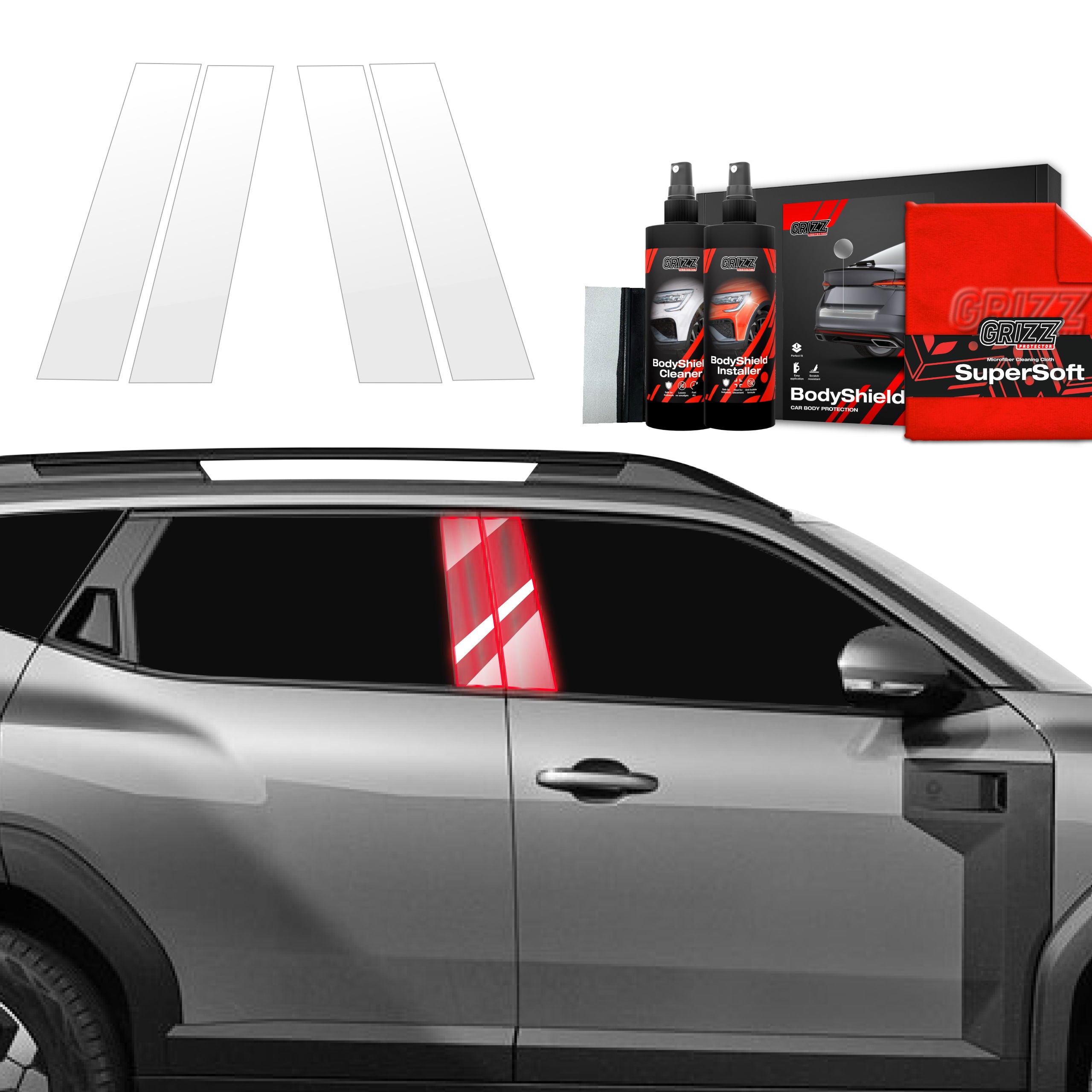 4in1 Schutzfolie Grizz Protector für B-Säule - Dacia Duster (2024-2026)