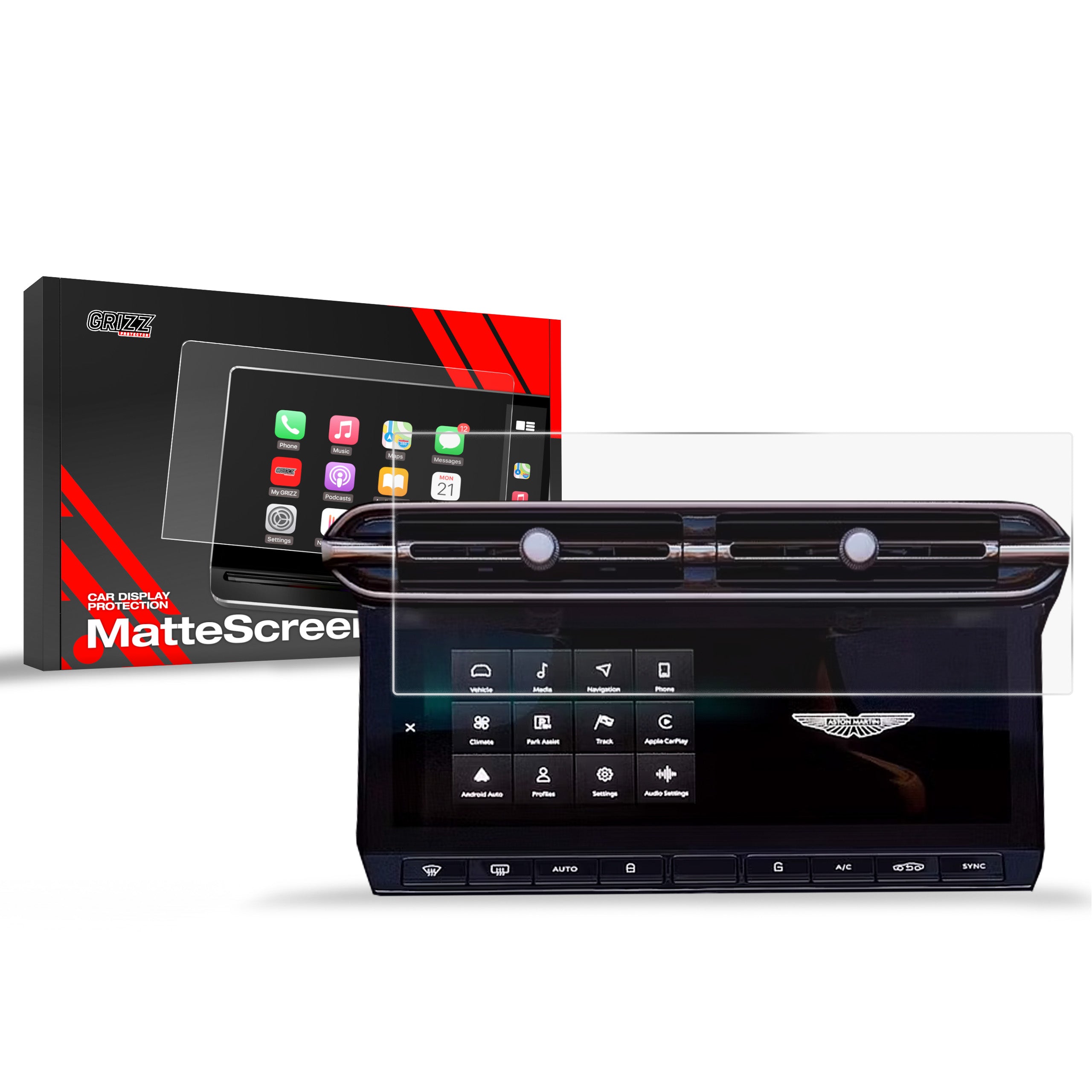 Matte Autodisplayfolie für Aston Martin DB12 10,25" (2024-2026), Grizz Protector