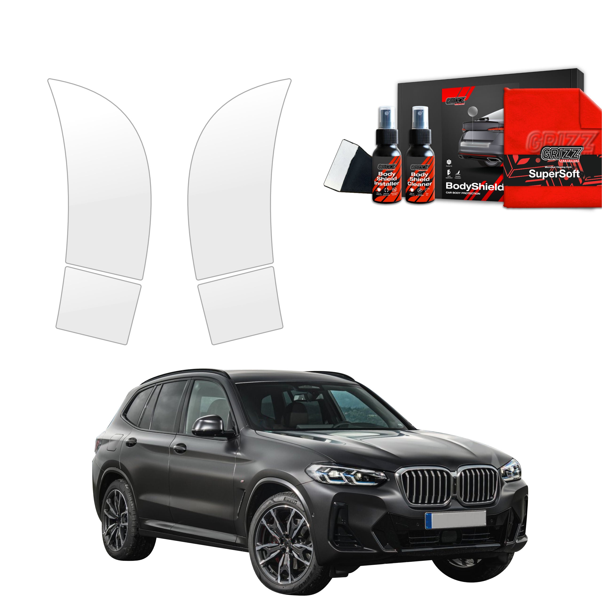 4in1 Schutzfolie Grizz Protector für hinteren & vorderen Seitenschwelle - BMW X3 (2021-2024)