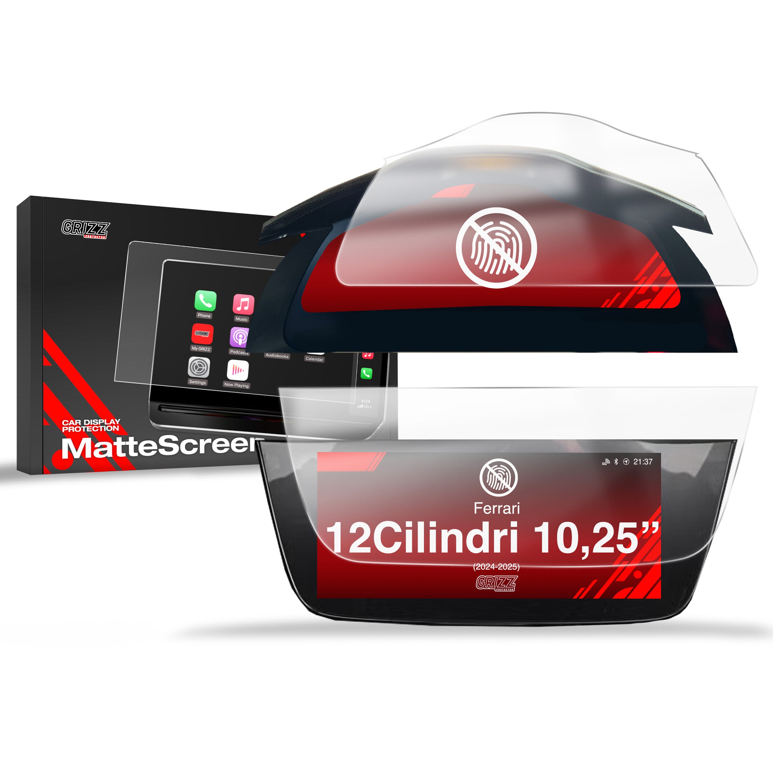 Matte Autodisplayfolie 2in1 für Ferrari 12Cilindri 15,6"+10,25" (2024-2026), Grizz Protector