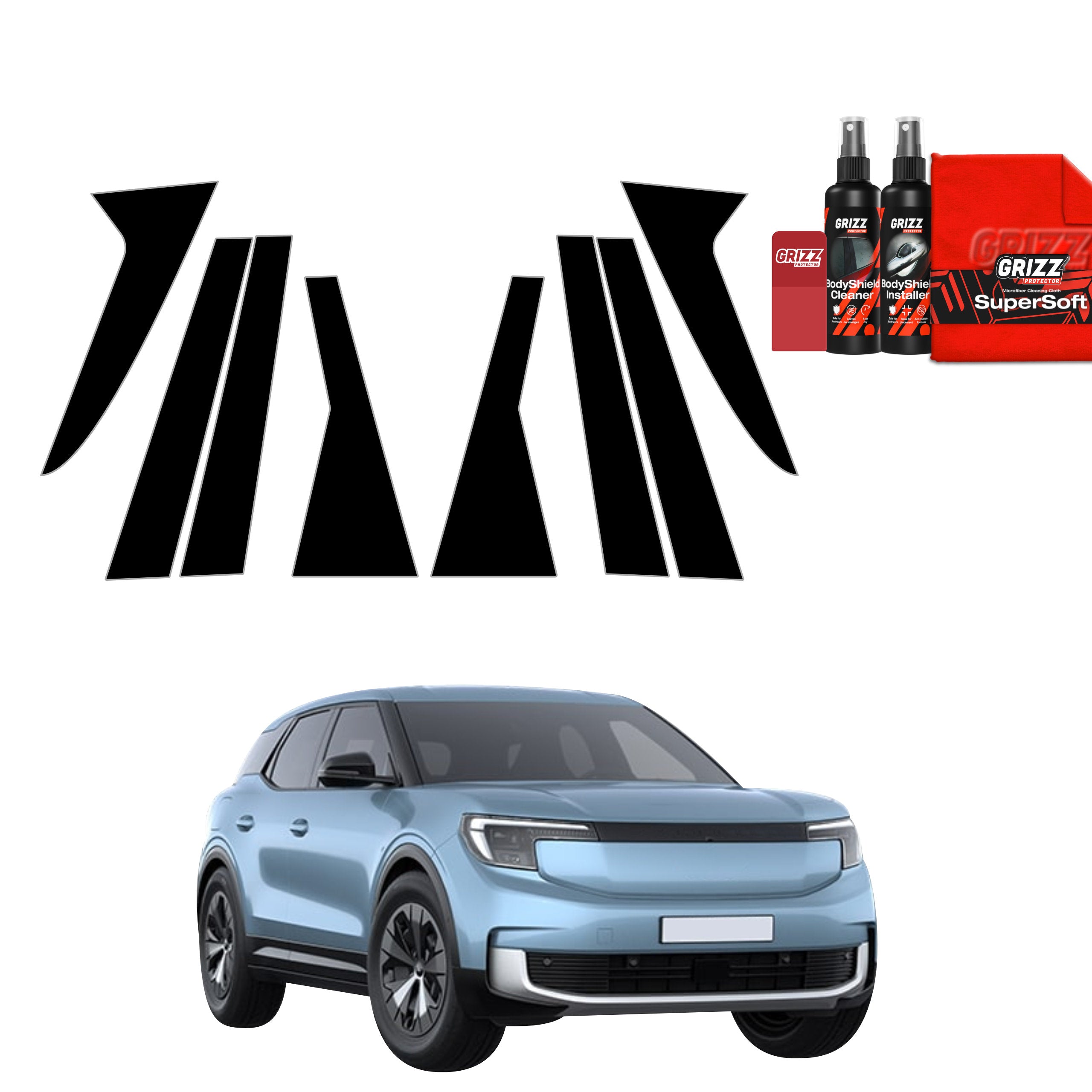 8in1 Schwarze Grizz Protector schutzfolie für B-C-Säule - Ford Explorer EV (2024-2026)