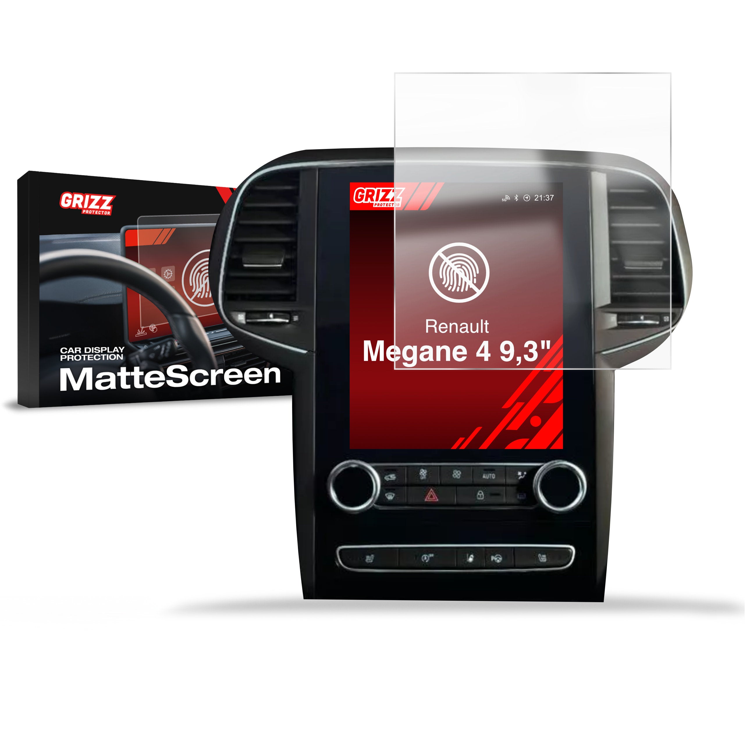 Matte Autodisplayfolie für Renault Megane 4 9,3" (2020-2024), Grizz Protector