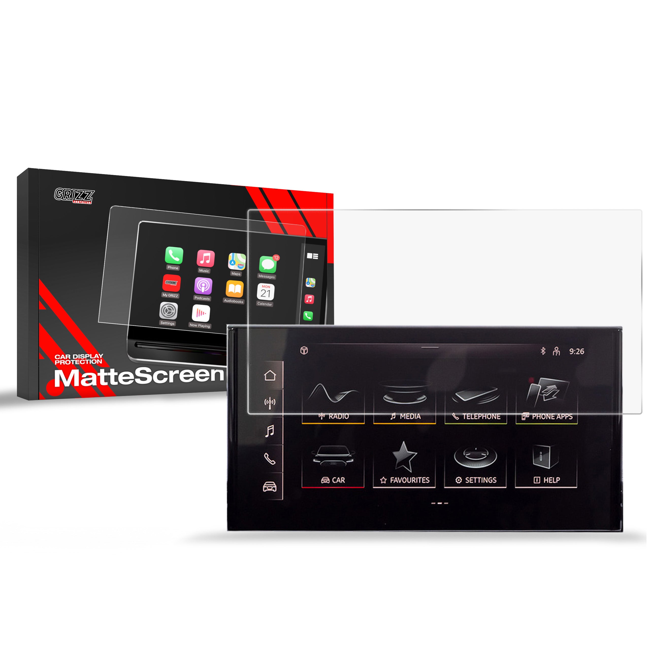 Matte Autodisplayfolie für Audi RS3 8V 8" (2012-2019), Grizz Protector