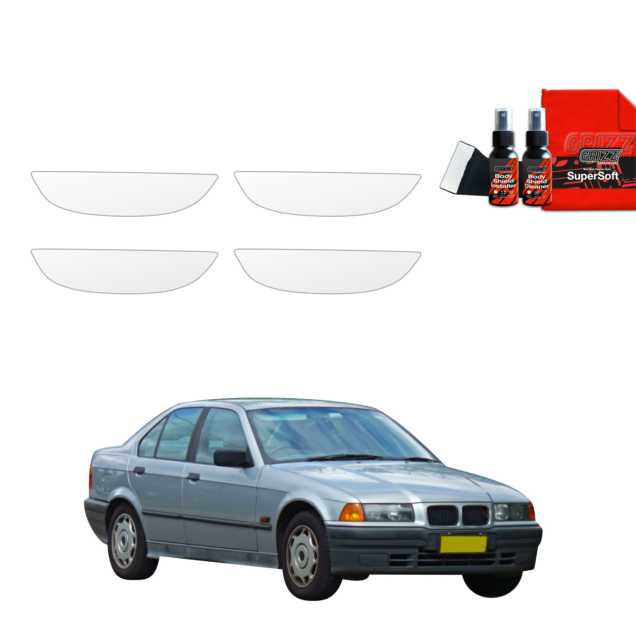 4in1 Schutzfolie Grizz Protector für Türgriffmulden - BMW 3 E36 Sedan (1990-1999)
