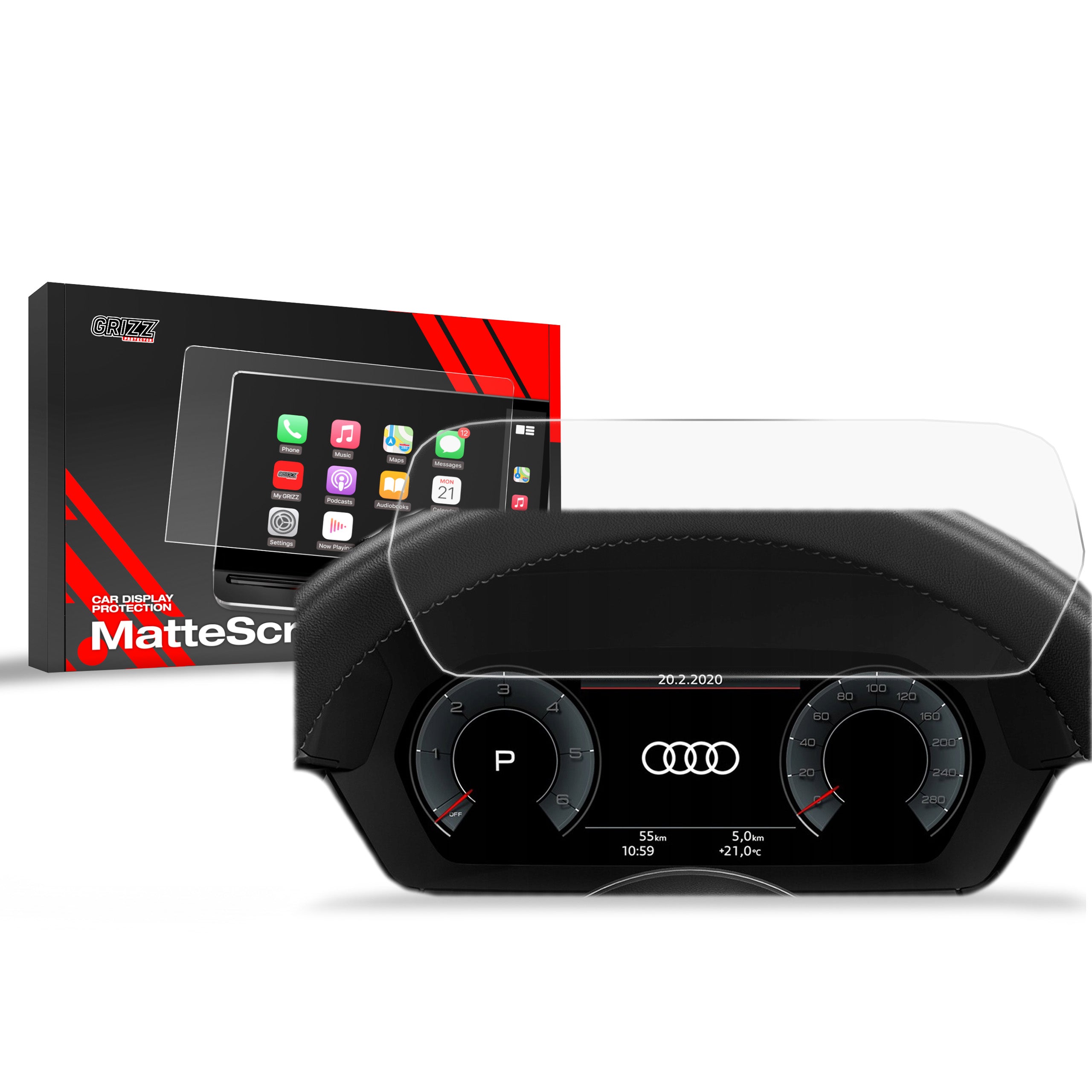Matte Autodisplayfolie für Audi RS3 8Y Virtual Cockpit Plus 12,3" (2020-2026), Grizz Protector