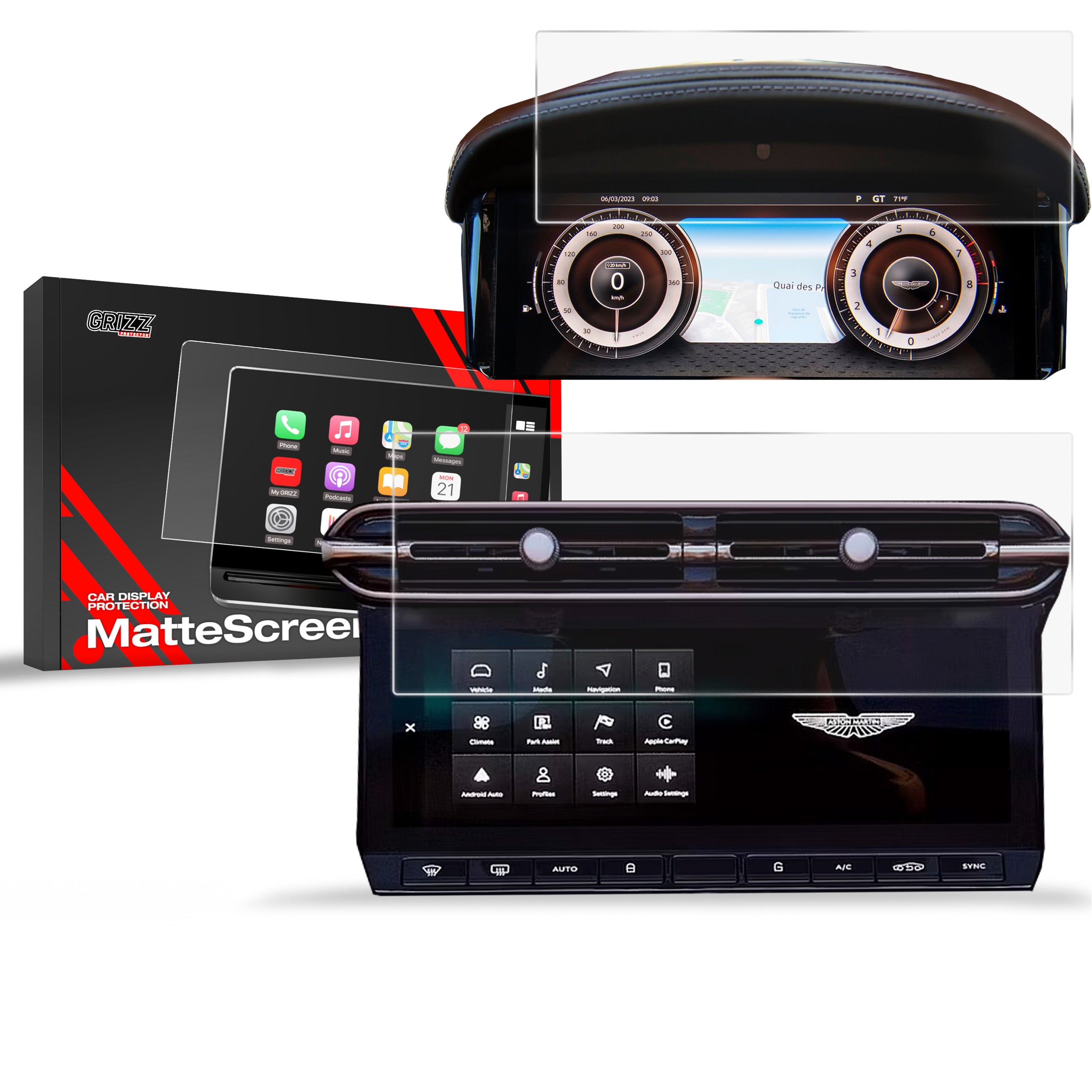 Matte Autodisplayfolie 2in1 für Aston Martin DB12 (2024-2026), Grizz Protector