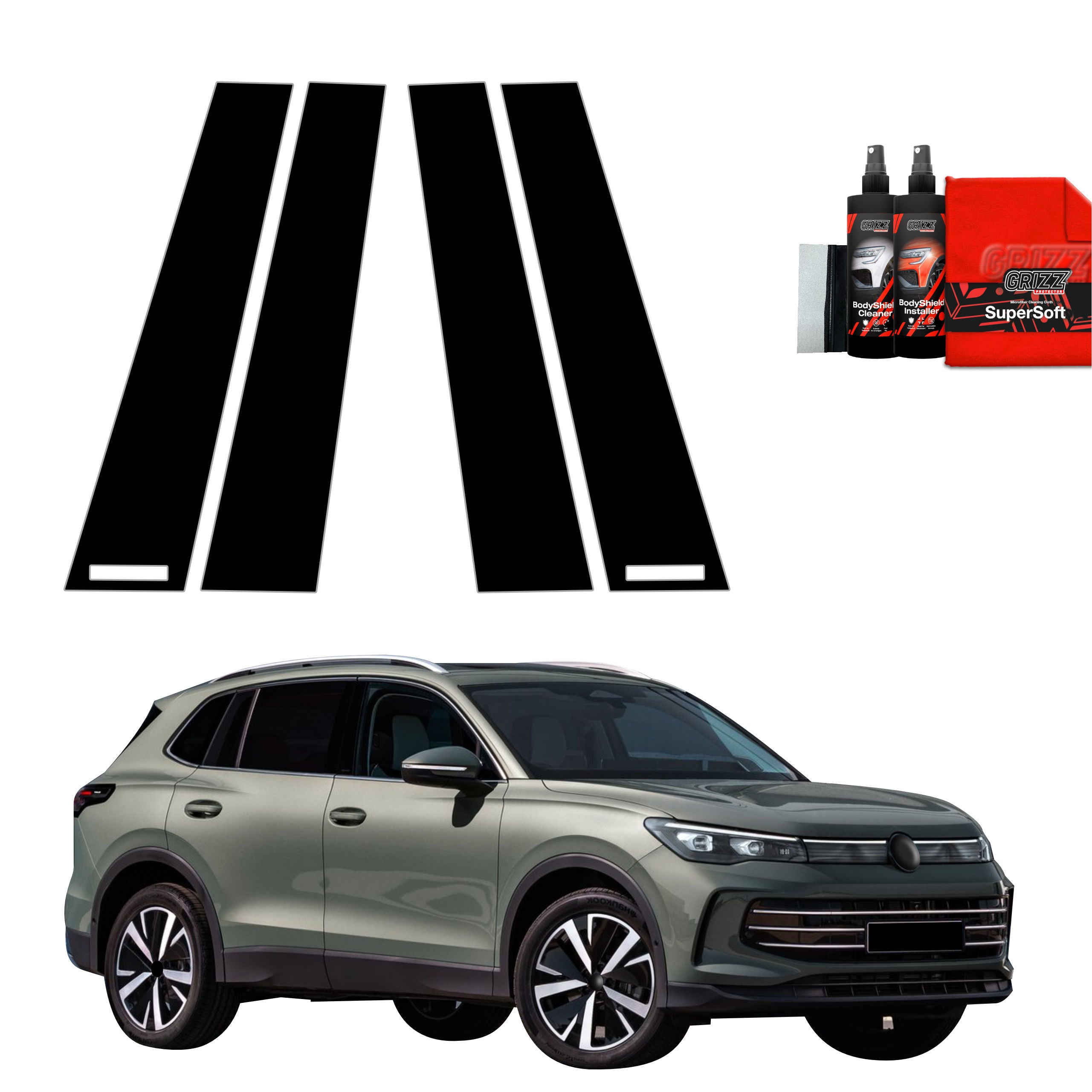 4in1 Schwarze Grizz Protector schutzfolie für B-Säule - Volkswagen VW Tiguan 3 (2024-2026)