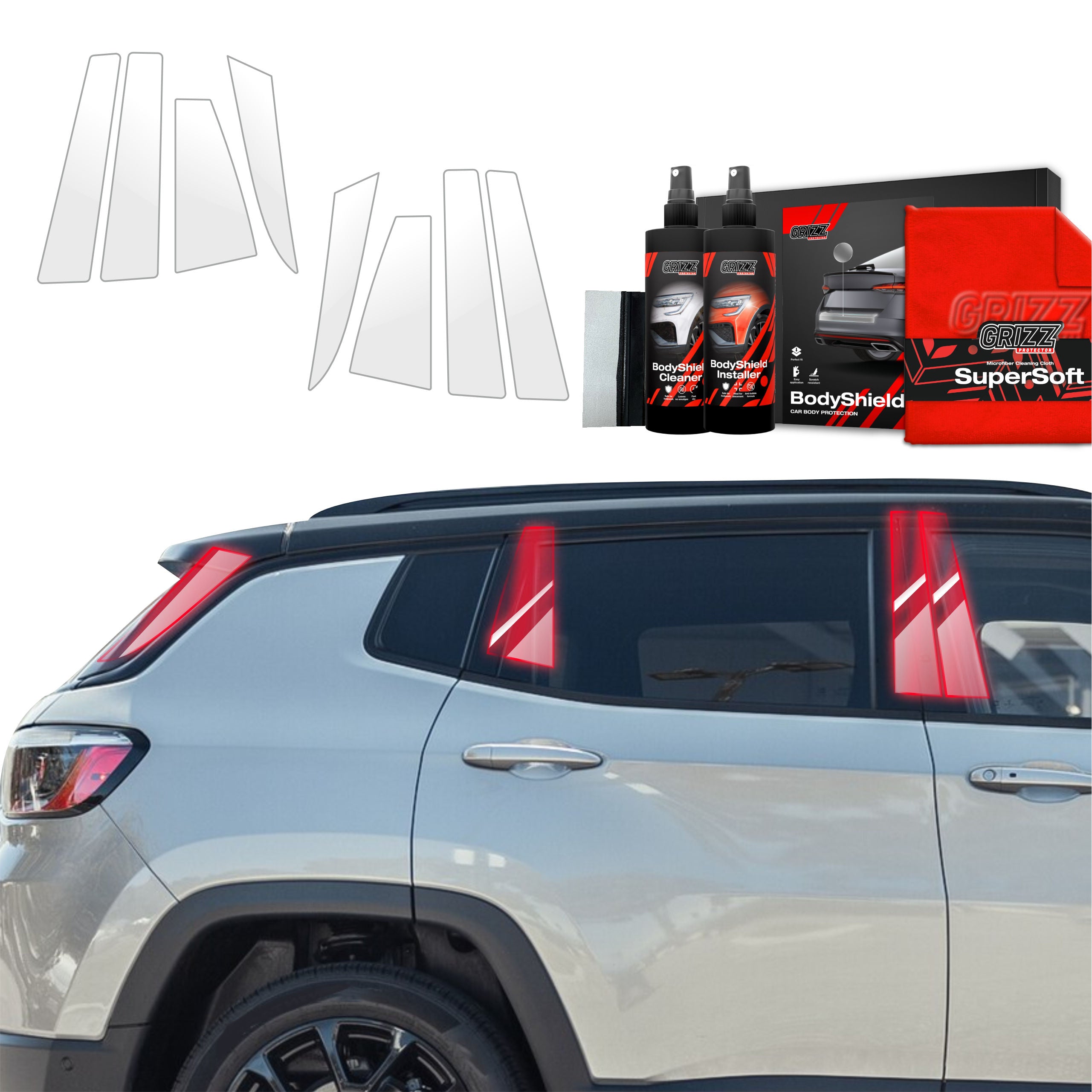 8in1 Schutzfolie Grizz Protector für B-C-Säule - Jeep Compass (2020-2024)
