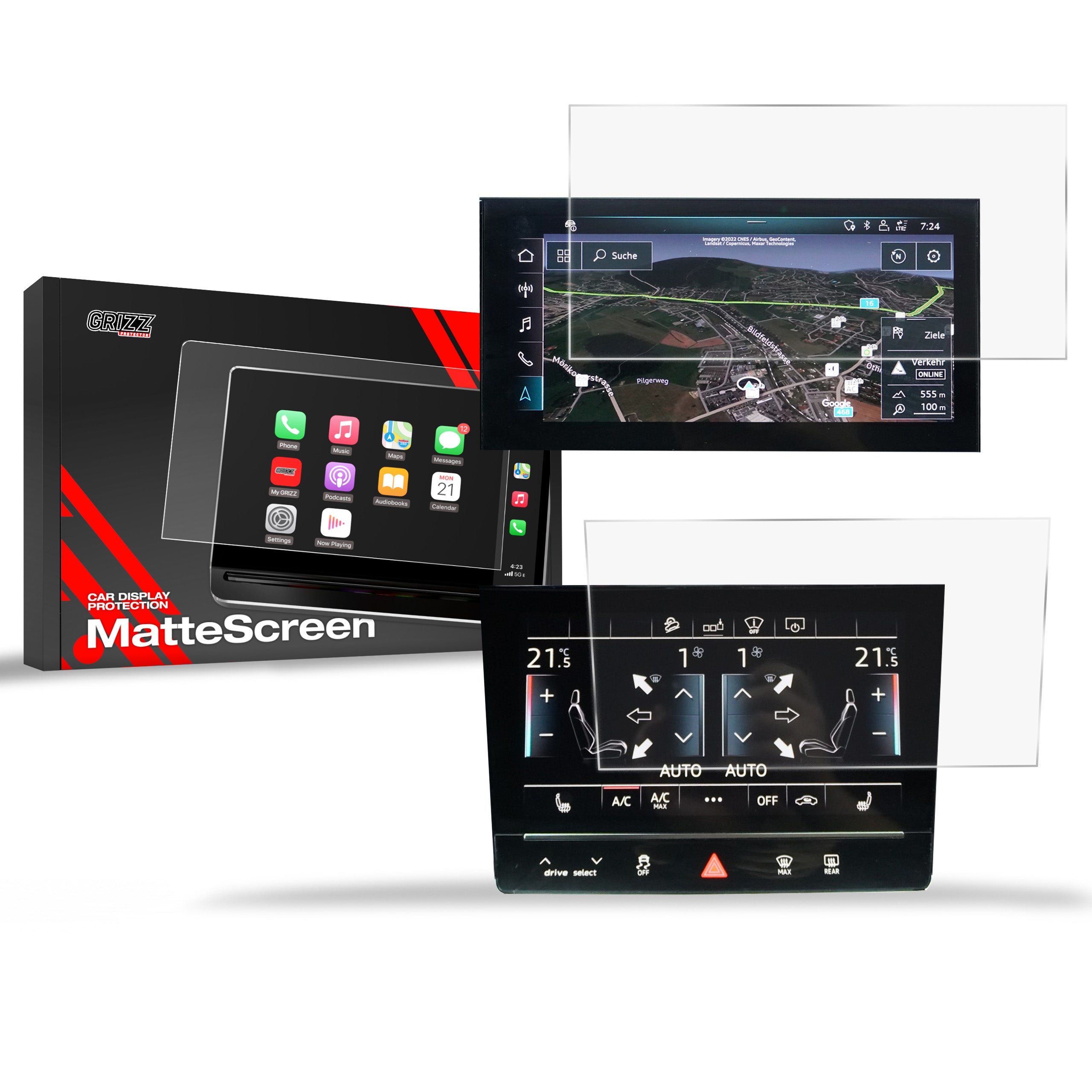 Matte Autodisplayfolie 2in1 für Audi Q8 e-tron (2022-2026), Grizz Protector