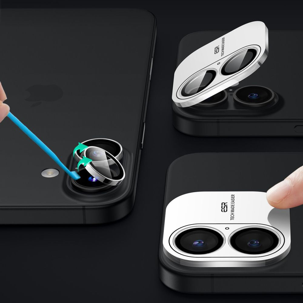 Kameraglas für iPhone 17 / 16 / 16 Plus, ESR Armorite Camera Protector, Transparent mit schwarzen Rahmen
