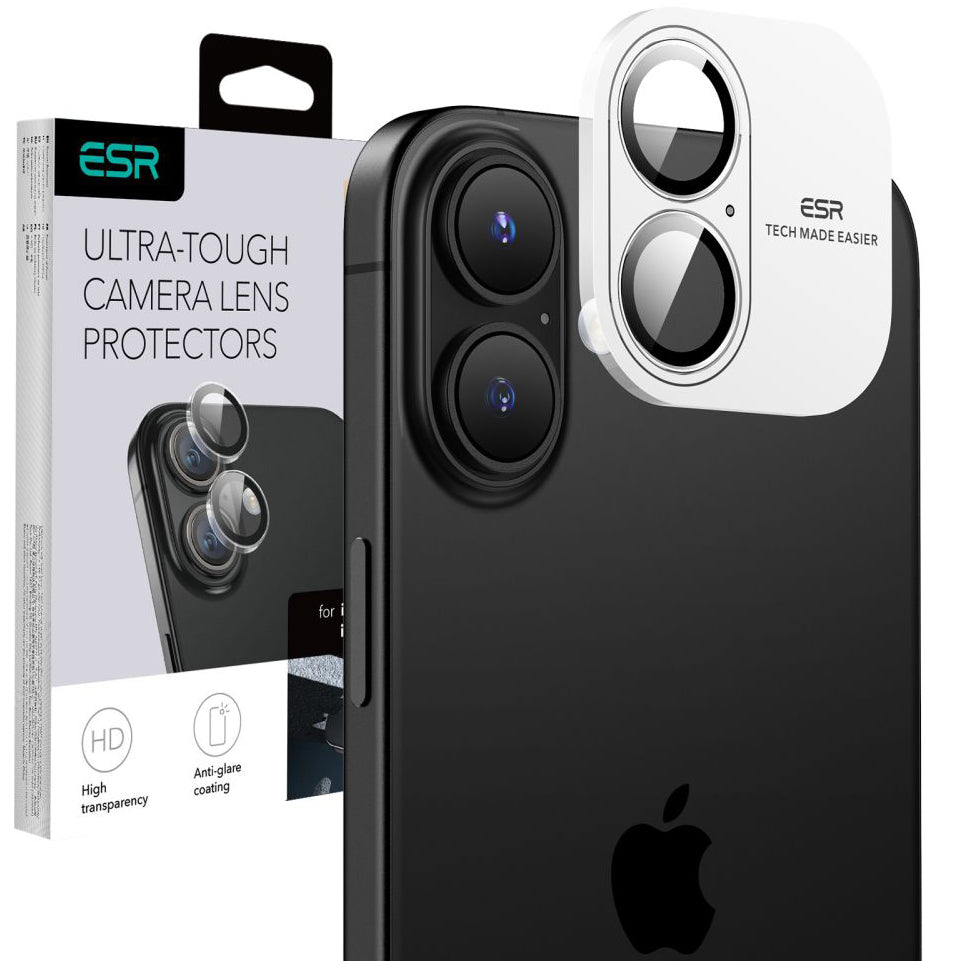 Kameraglas für iPhone 17 / 16 / 16 Plus, ESR Armorite Camera Protector, Transparent mit schwarzen Rahmen