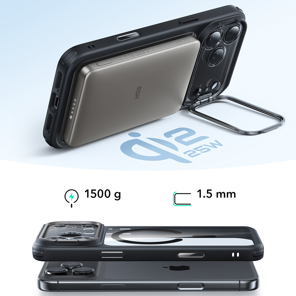 Handyhülle für iPhone 17 Pro Max, ESR Classic Hybrid mit MagSafe, Schwarz / Transparent