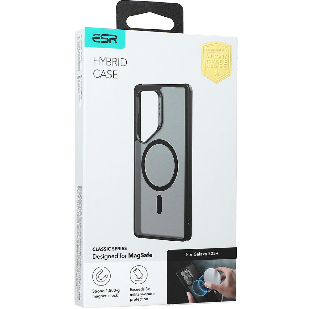 Handyhülle für Galaxy S25 Plus für MagSafe, ESR Classic Hybrid Halolock, Durchscheinend-Schwarz