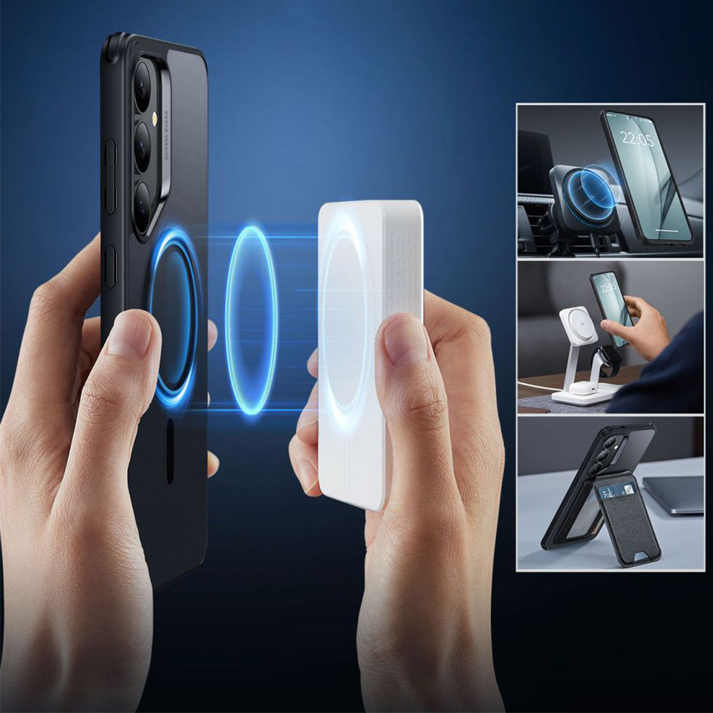Handyhülle für Galaxy S25 Plus für MagSafe, ESR Classic Hybrid Halolock, Durchscheinend-Schwarz