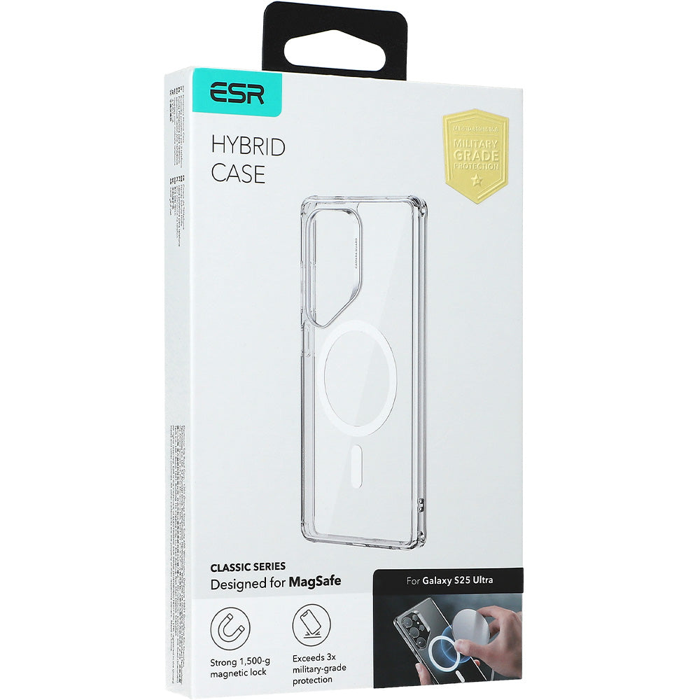 Handyhülle für Galaxy S25 Ultra für MagSafe, ESR Classic Hybrid Halolock, Transparent-Weiß