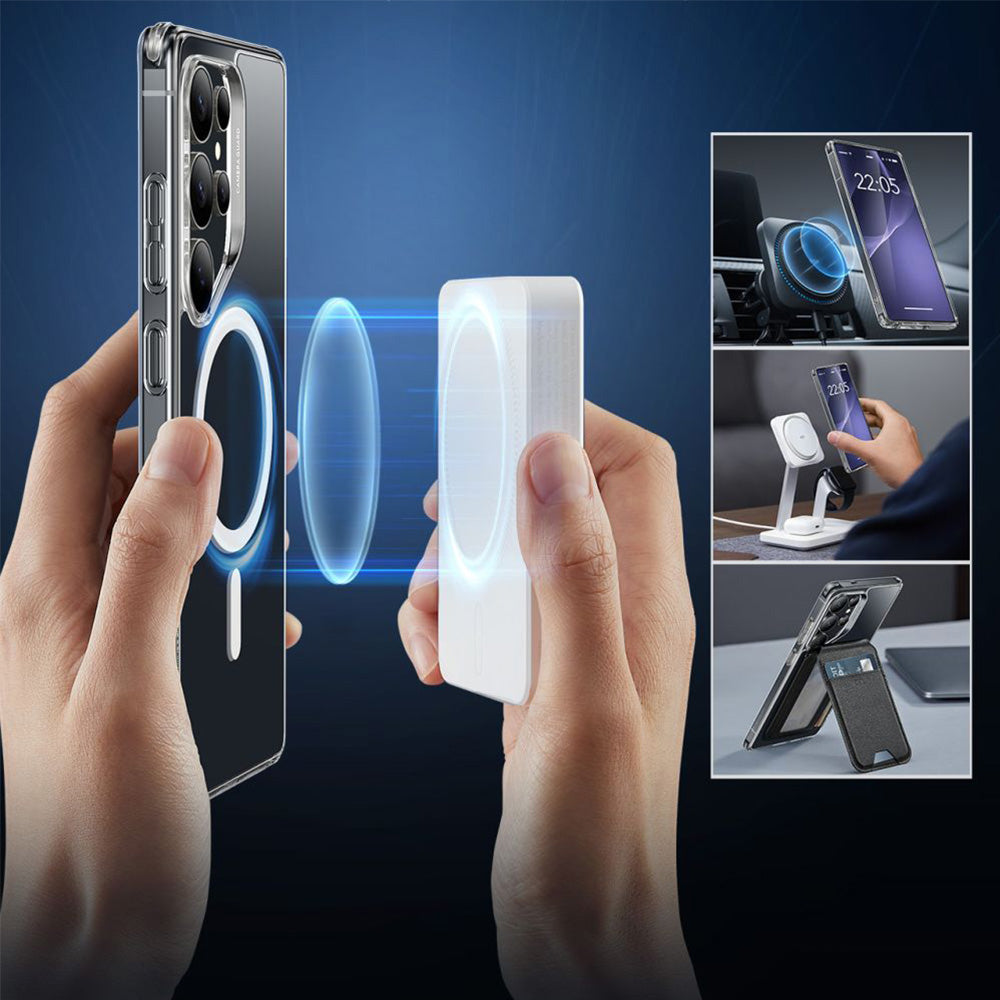 Handyhülle für Galaxy S25 Ultra für MagSafe, ESR Classic Hybrid Halolock, Transparent-Weiß