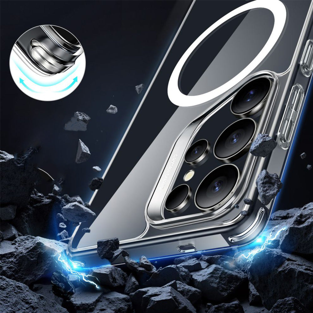 Handyhülle für Galaxy S25 Ultra für MagSafe, ESR Classic Hybrid Halolock, Transparent-Weiß