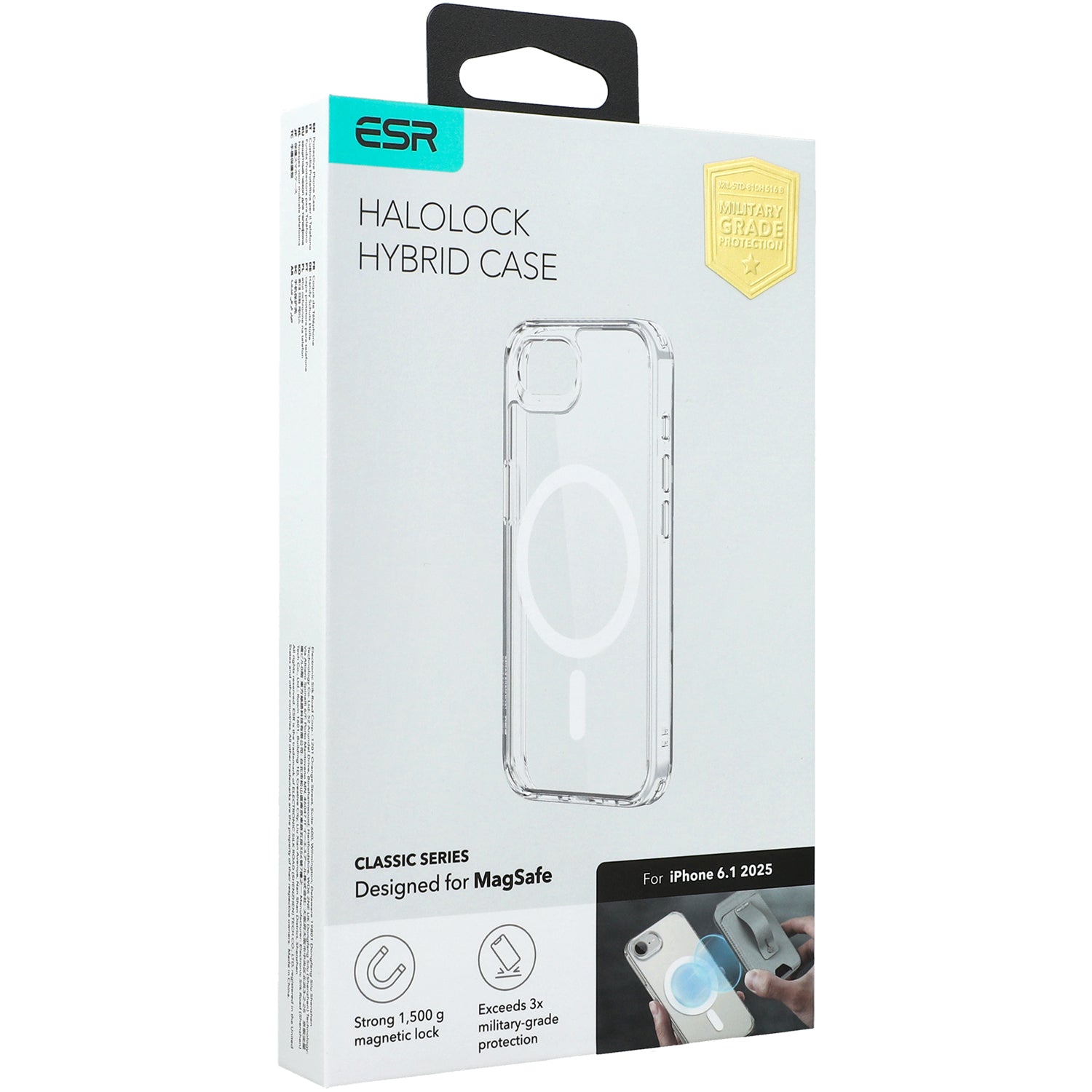 Handyhülle für iPhone 17e / 16e für MagSafe, ESR Classic Hybrid Halolock, Transparentes Weiß