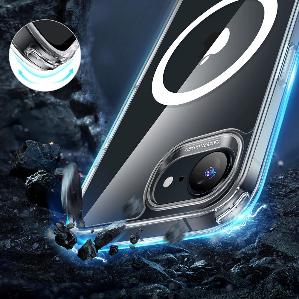 Handyhülle für iPhone 17e / 16e für MagSafe, ESR Classic Hybrid Halolock, Transparentes Weiß
