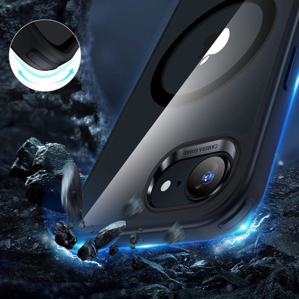 Handyhülle für iPhone 17e / 16e, ESR Classic Hybrid Halolock mit MagSafe, Transparent-schwarz