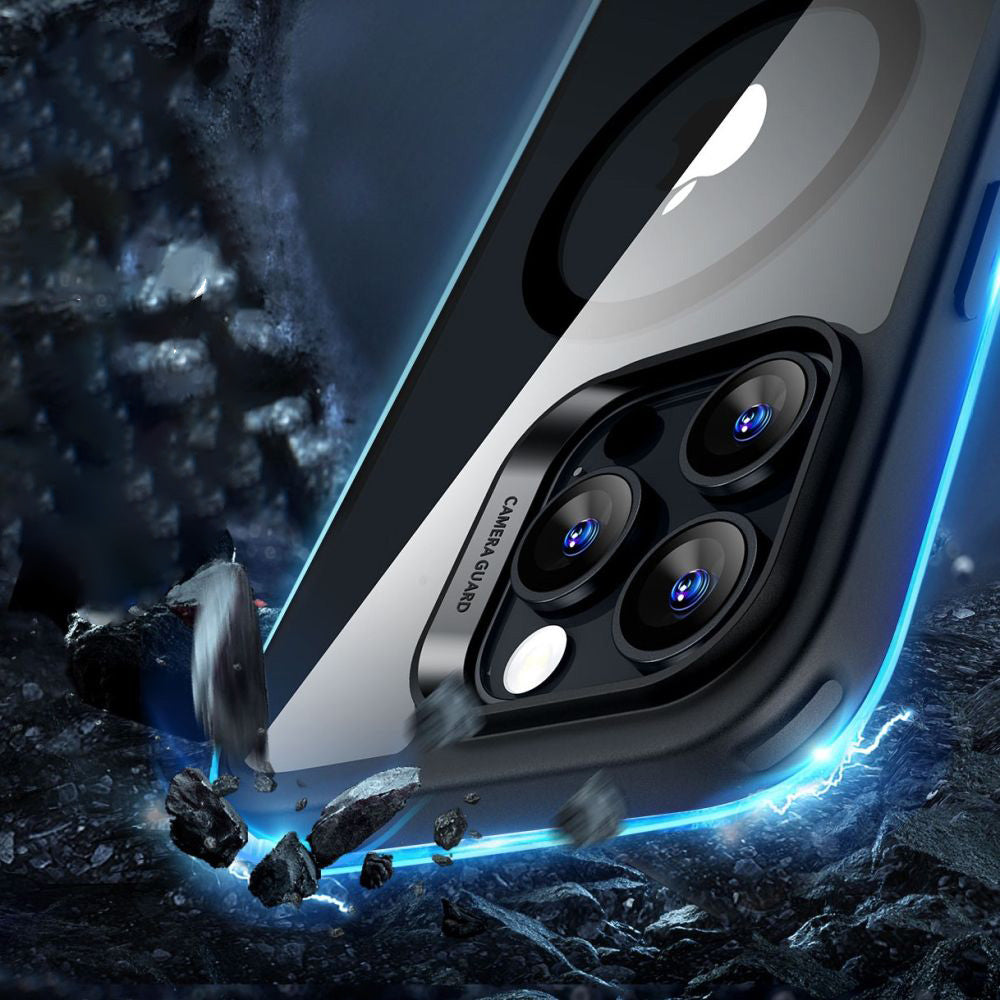 Handyhülle + Gehärtetes Glas für Bildschirm für iPhone 16 Pro für MagSafe, ESR Classic Hybrid HaloLock, Transparent mit Schwarzen Rahmen