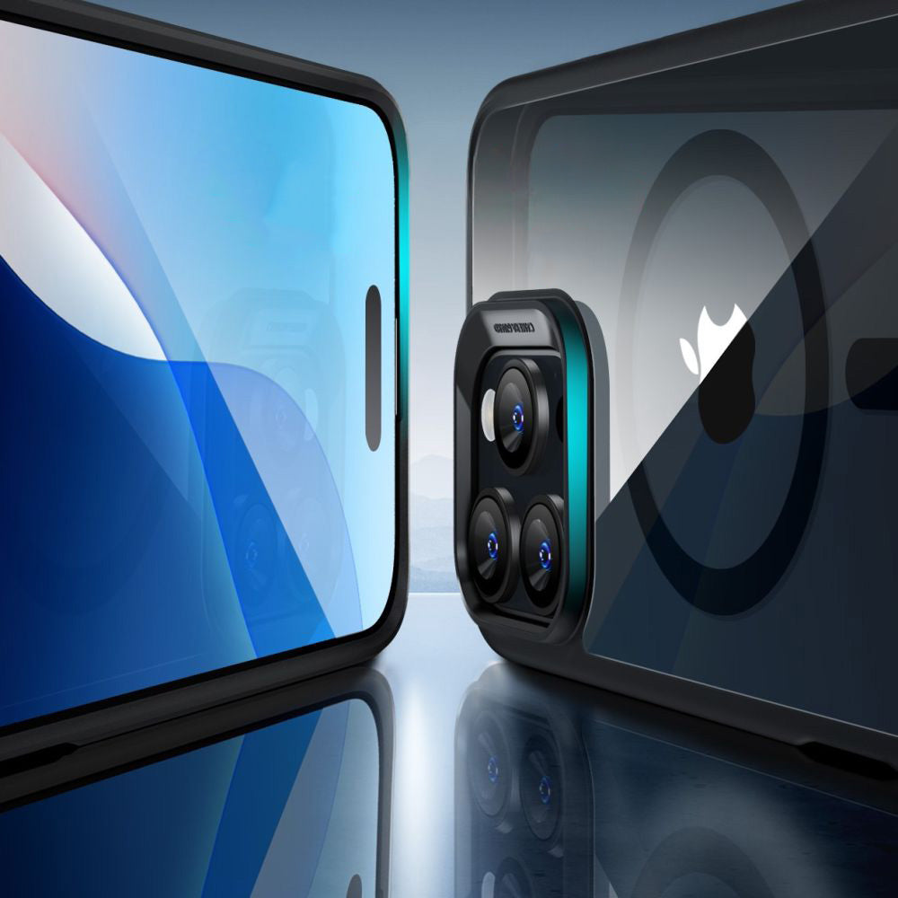 Handyhülle + Gehärtetes Glas für Bildschirm für iPhone 16 Pro für MagSafe, ESR Classic Hybrid HaloLock, Transparent mit Schwarzen Rahmen