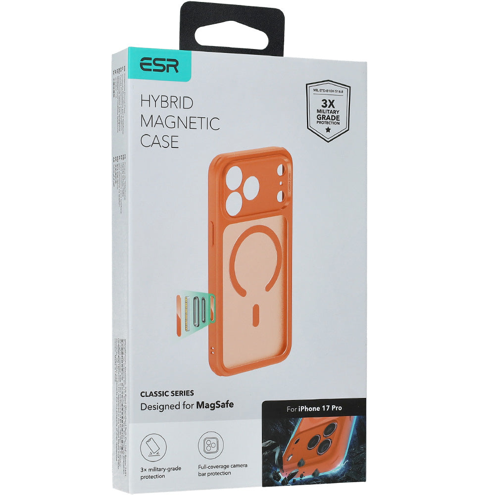 Handyhülle für iPhone 17 Pro, ESR Classic Hybrid mit MagSafe, Durchscheinend-Orange