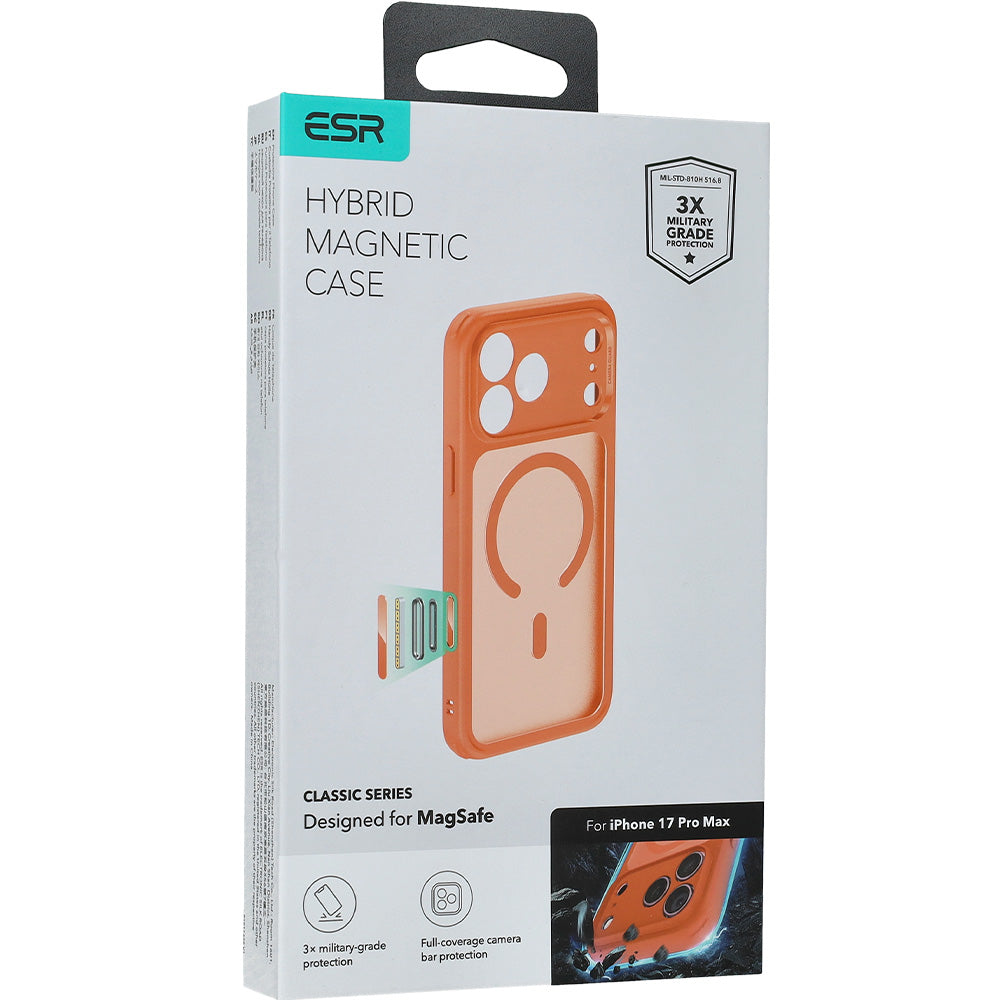 Handyhülle für iPhone 17 Pro Max, ESR Classic Hybrid mit MagSafe, Durchscheinend-Orange