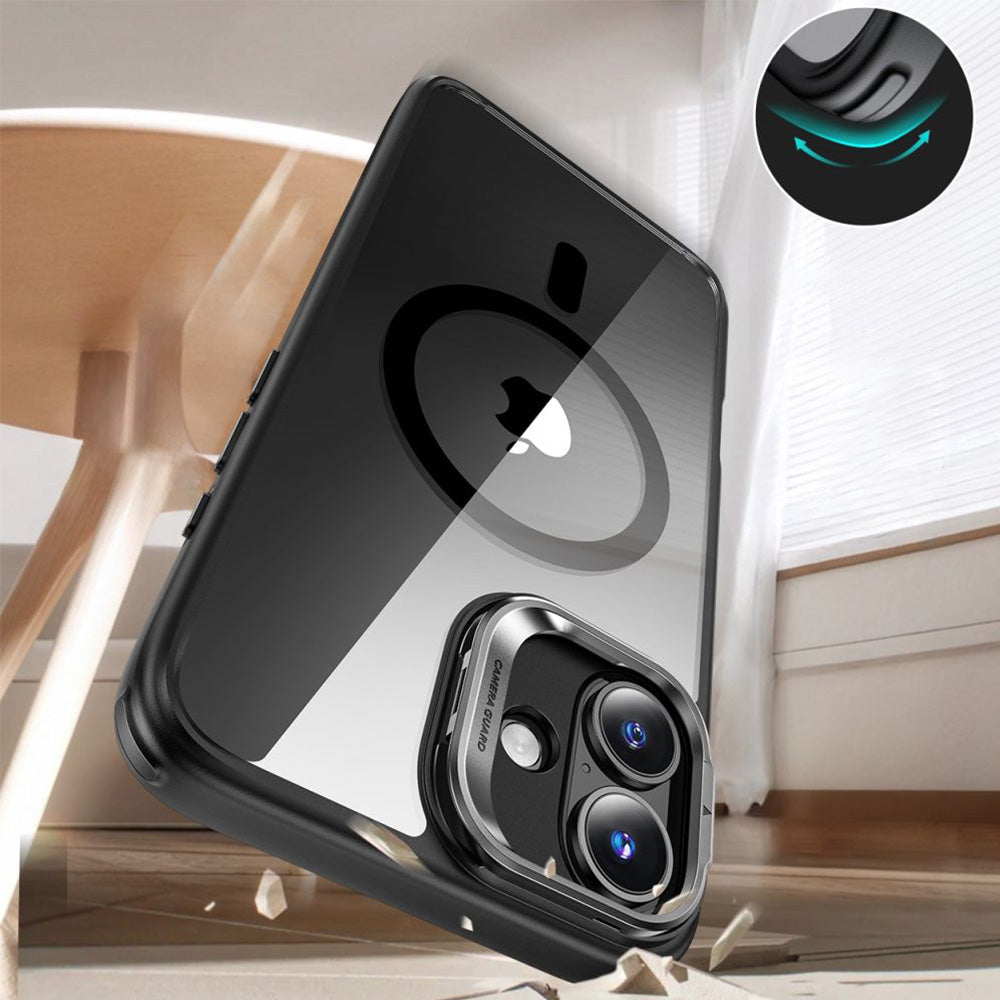 Handyhülle + Gehärtetes Glas für Bildschirm für iPhone 16 mit MagSafe, ESR Classic Hybrid KickStand, Transparent mit Schwarzen Rahmen
