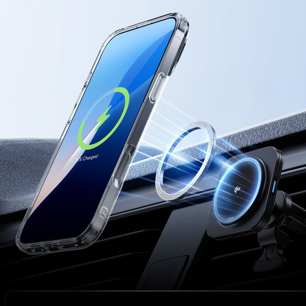 Handyhülle + Gehärtetes Glas für Bildschirm für iPhone 16 Pro Max mit MagSafe, ESR Classic Hybrid Kickstand HaloLock, Transparent