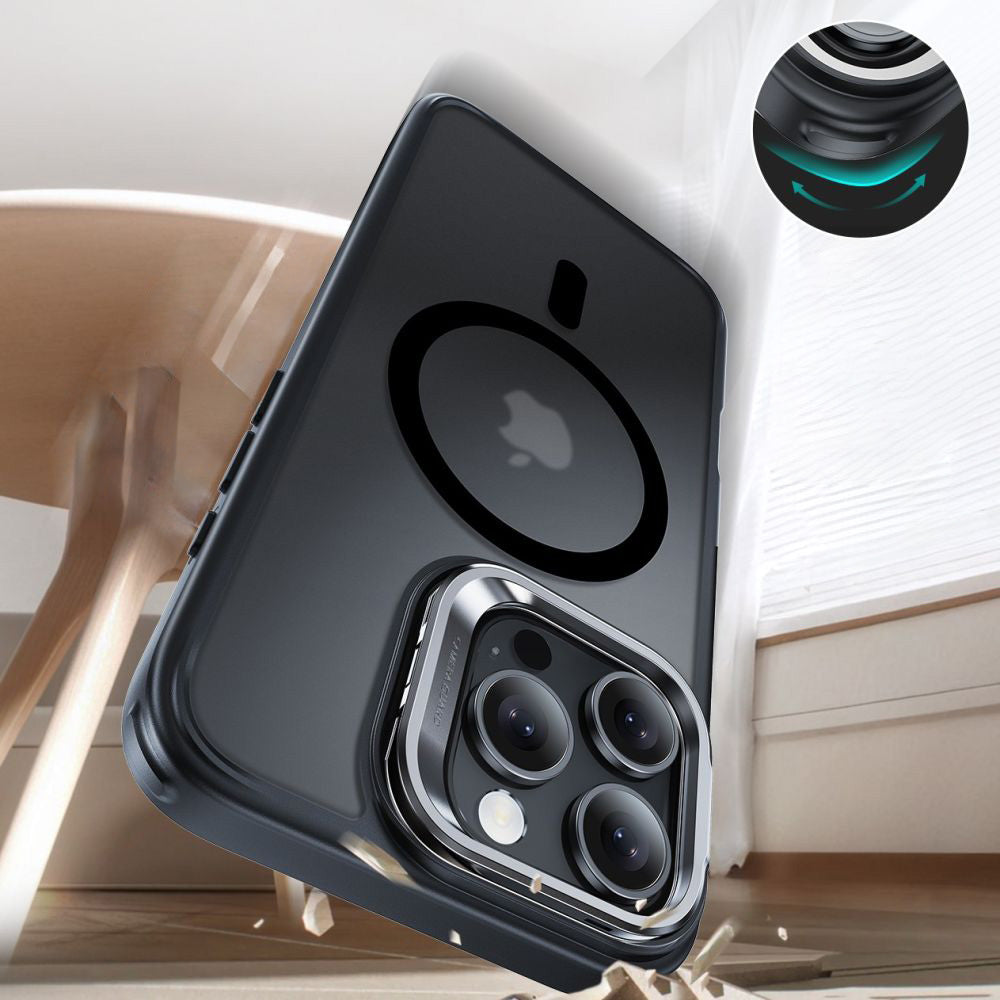 Handyhülle + Gehärtetes Glas für Bildschirm für iPhone 16 Pro Max mit MagSafe, ESR Classic Hybrid KickStand, Durchscheinend-Schwarz