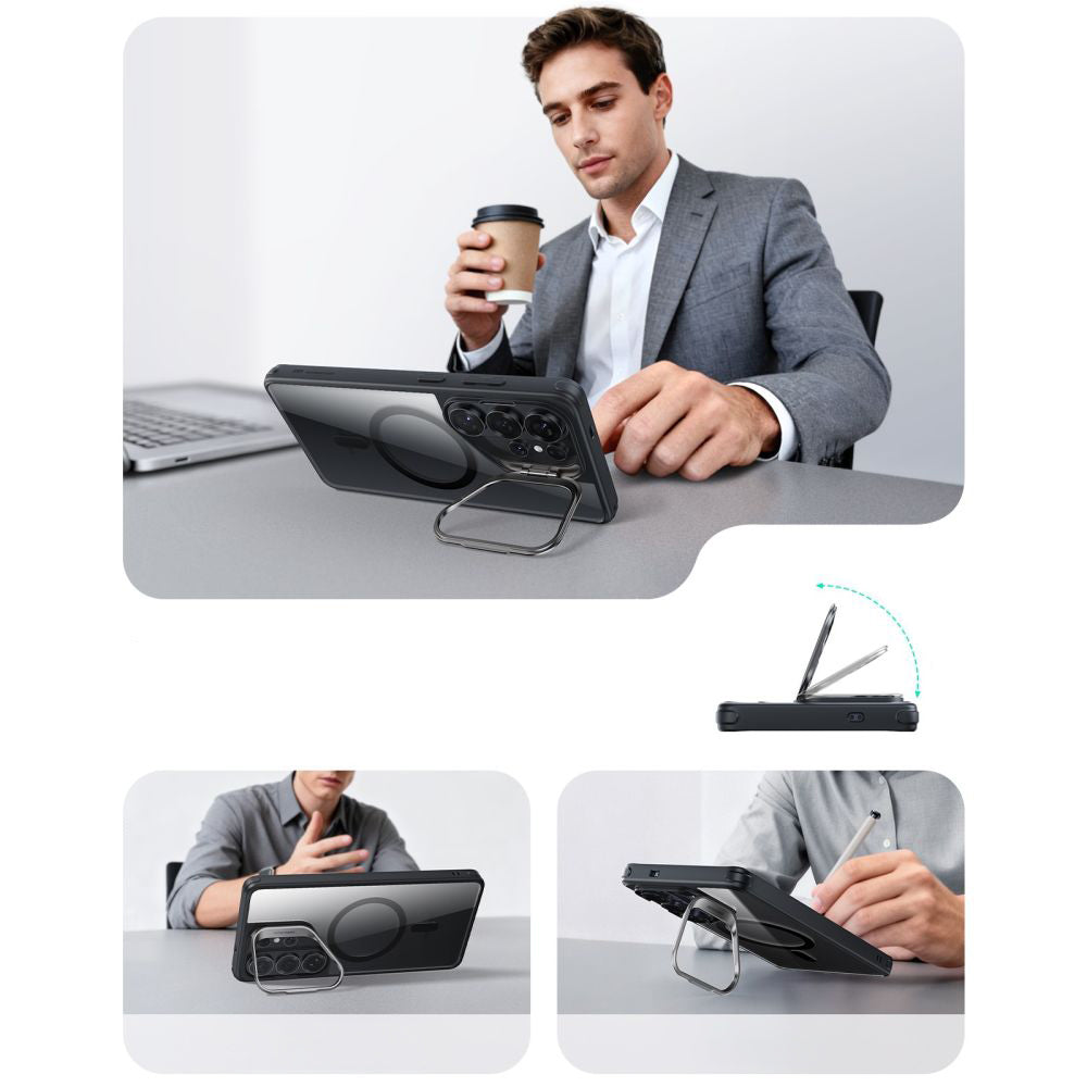 Handyhülle für Galaxy S26 Ultra, ESR Classic Hybrid Kickstand mit MagSafe, Transparent-Schwarz