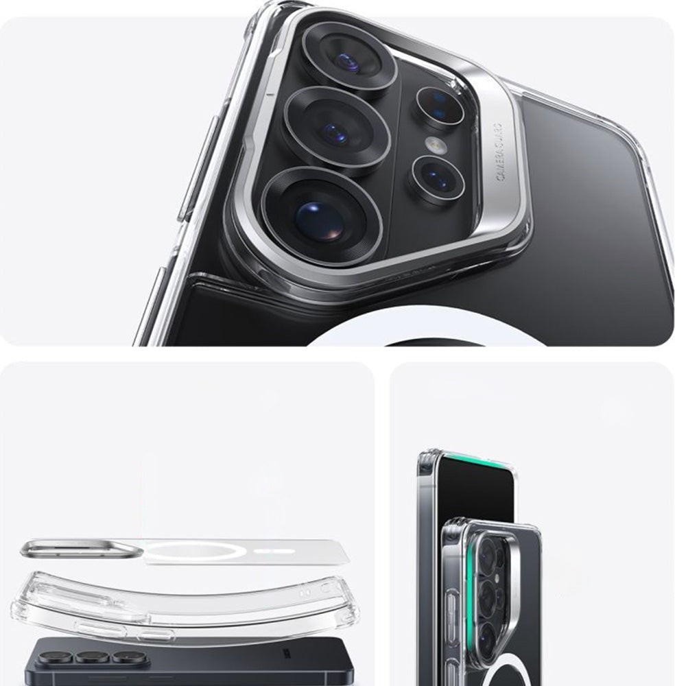 Handyhülle für Galaxy S26 Ultra, ESR Classic Hybrid Kickstand mit MagSafe, Transparent und Silbern