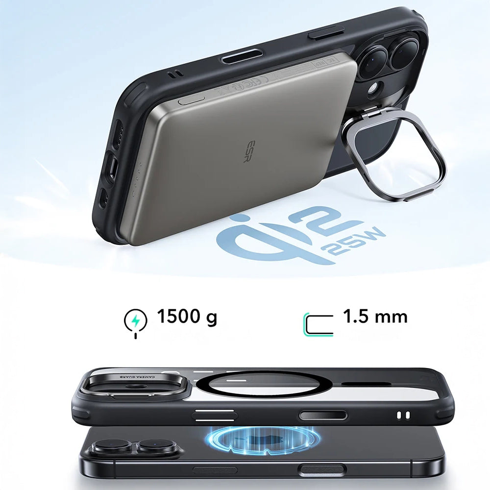 Handyhülle für iPhone 17, ESR Classic Hybrid mit MagSafe, Schwarz / Transparent