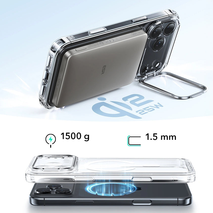 Handyhülle für iPhone 17 Pro Max, ESR Classic Hybrid Kickstand mit MagSafe, Transparent