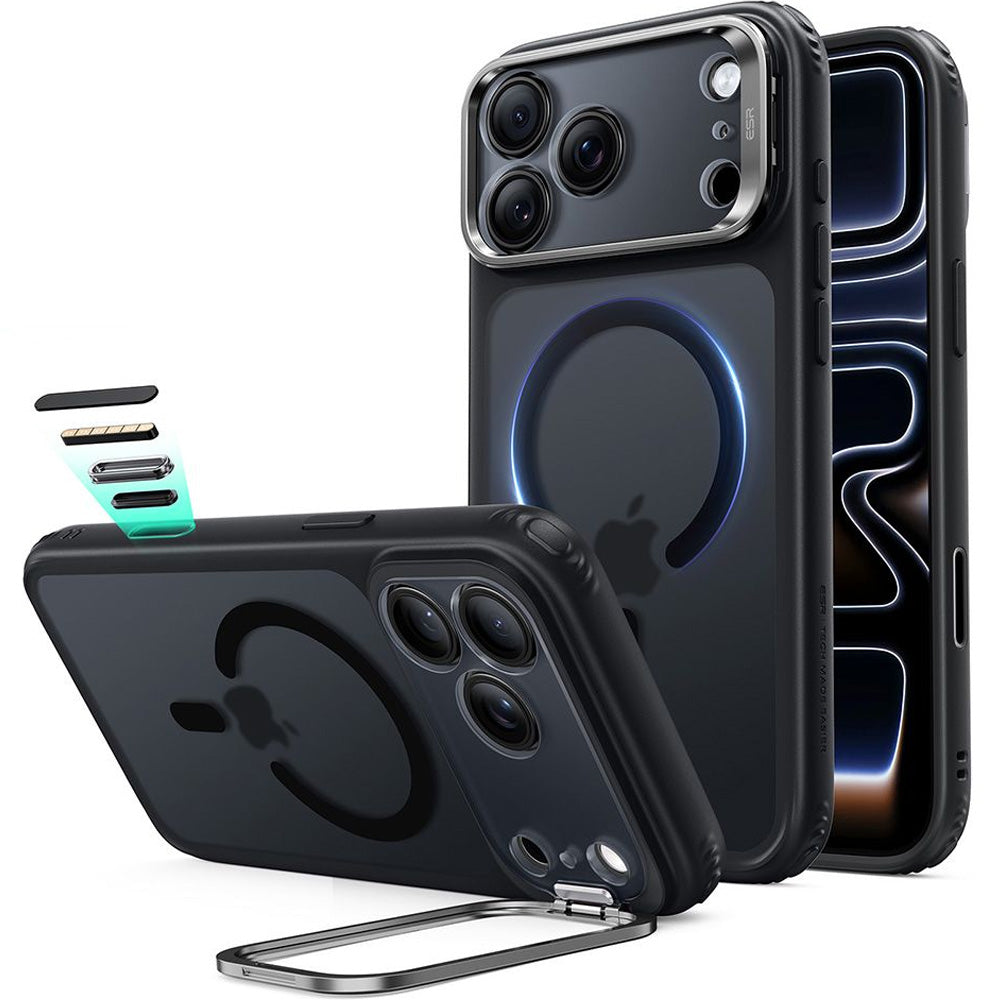 Handyhülle für iPhone 18 Pro / 17 Pro, ESR Classic Hybrid Kickstand mit MagSafe, Schwarz-Rauchfarben (1/6)