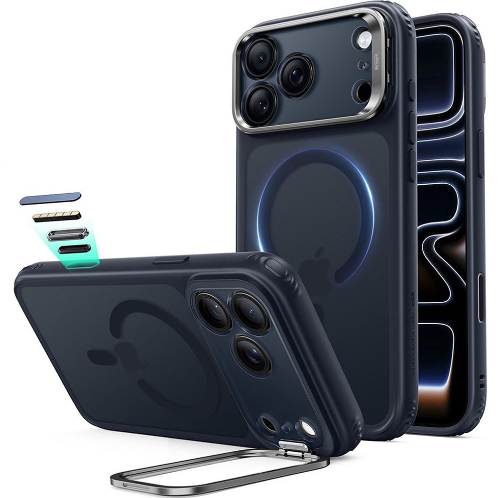 Handyhülle für iPhone 18 Pro / 17 Pro, ESR Classic Hybrid Kickstand mit MagSafe, Dunkelblau-Rauchfarben (1/6)