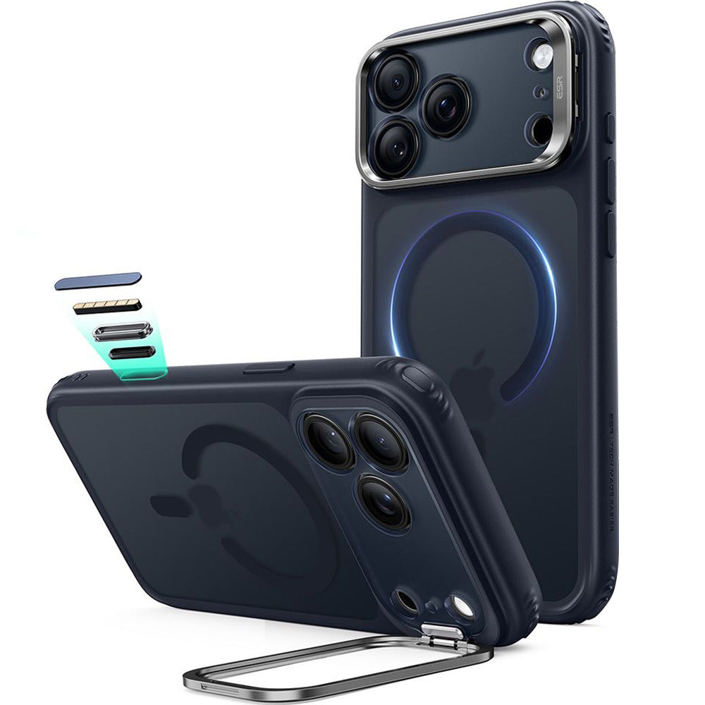 Handyhülle für iPhone 18 Pro / 17 Pro, ESR Classic Hybrid Kickstand mit MagSafe, Dunkelblau-Rauchfarben (2/6)