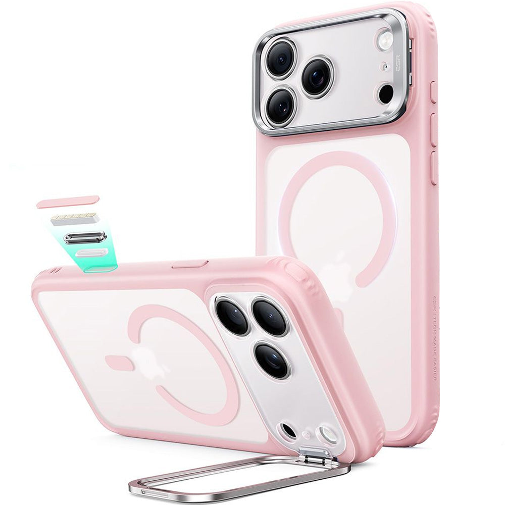 Handyhülle für iPhone 18 Pro / 17 Pro, ESR Classic Hybrid Kickstand mit MagSafe, Hellrosa-Rauchfarben (2/6)