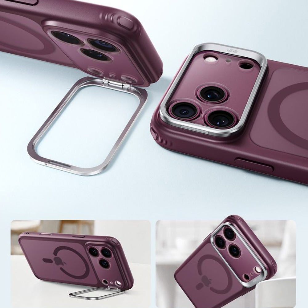 Handyhülle für iPhone 18 Pro / 17 Pro, ESR Classic Hybrid Kickstand mit MagSafe, Burgunderrot-Rauchfarben (3/6)