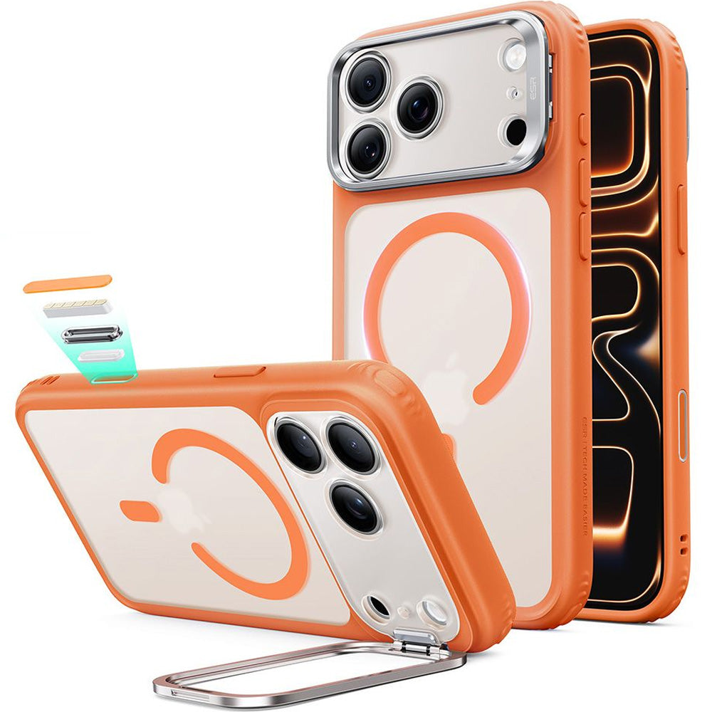 Handyhülle für iPhone 18 Pro / 17 Pro, ESR Classic Hybrid Kickstand mit MagSafe, Orange-Rauchfarben (1/6)