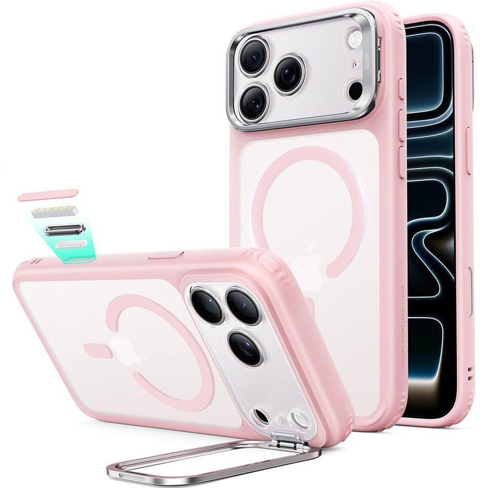 Handyhülle für iPhone 18 Pro Max / 17 Pro Max, ESR Classic Hybrid Kickstand mit MagSafe, Hellrosa-Rauchfarben (1/6)