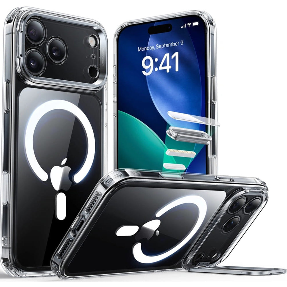 Handyhülle für iPhone 17 Pro, ESR Classic Hybrid Kickstand mit MagSafe, Transparent-Weiß
