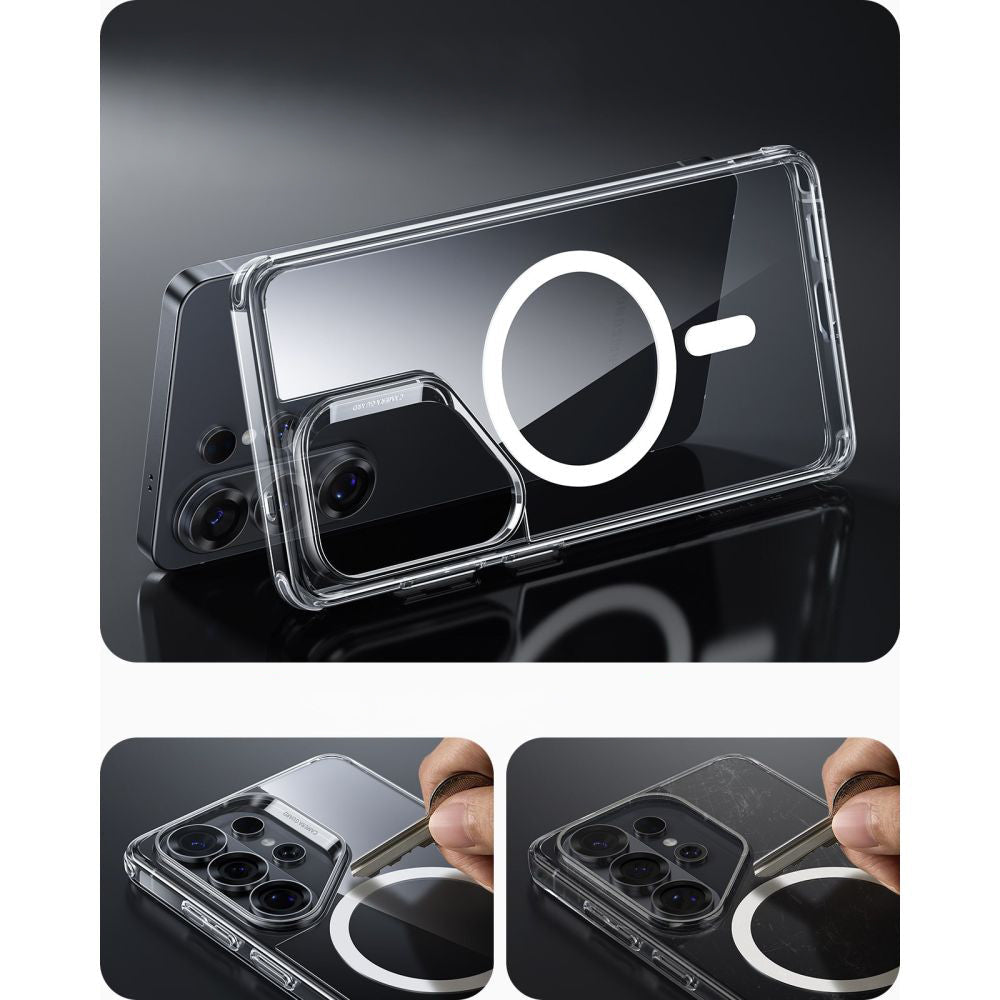 Handyhülle für Galaxy S26 Ultra, ESR Classic Hybrid mit MagSafe, Transparent und Silbern
